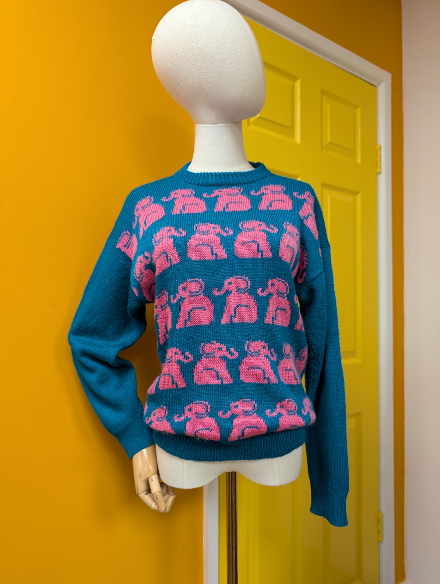 Hand knitted novelty elephant jumper - S/M