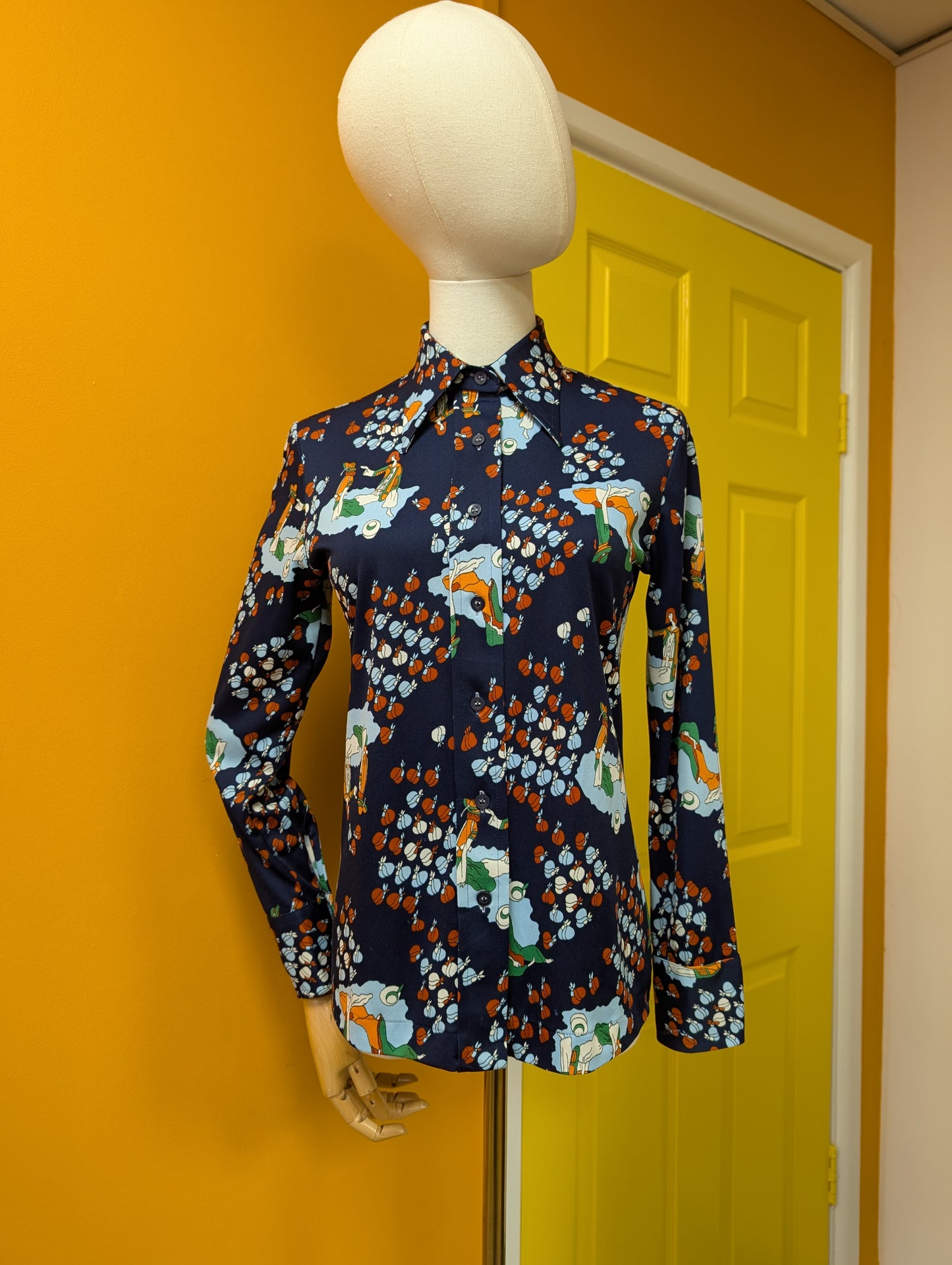 1970s Sears JR Bazaar novelty print shirt - XS/S