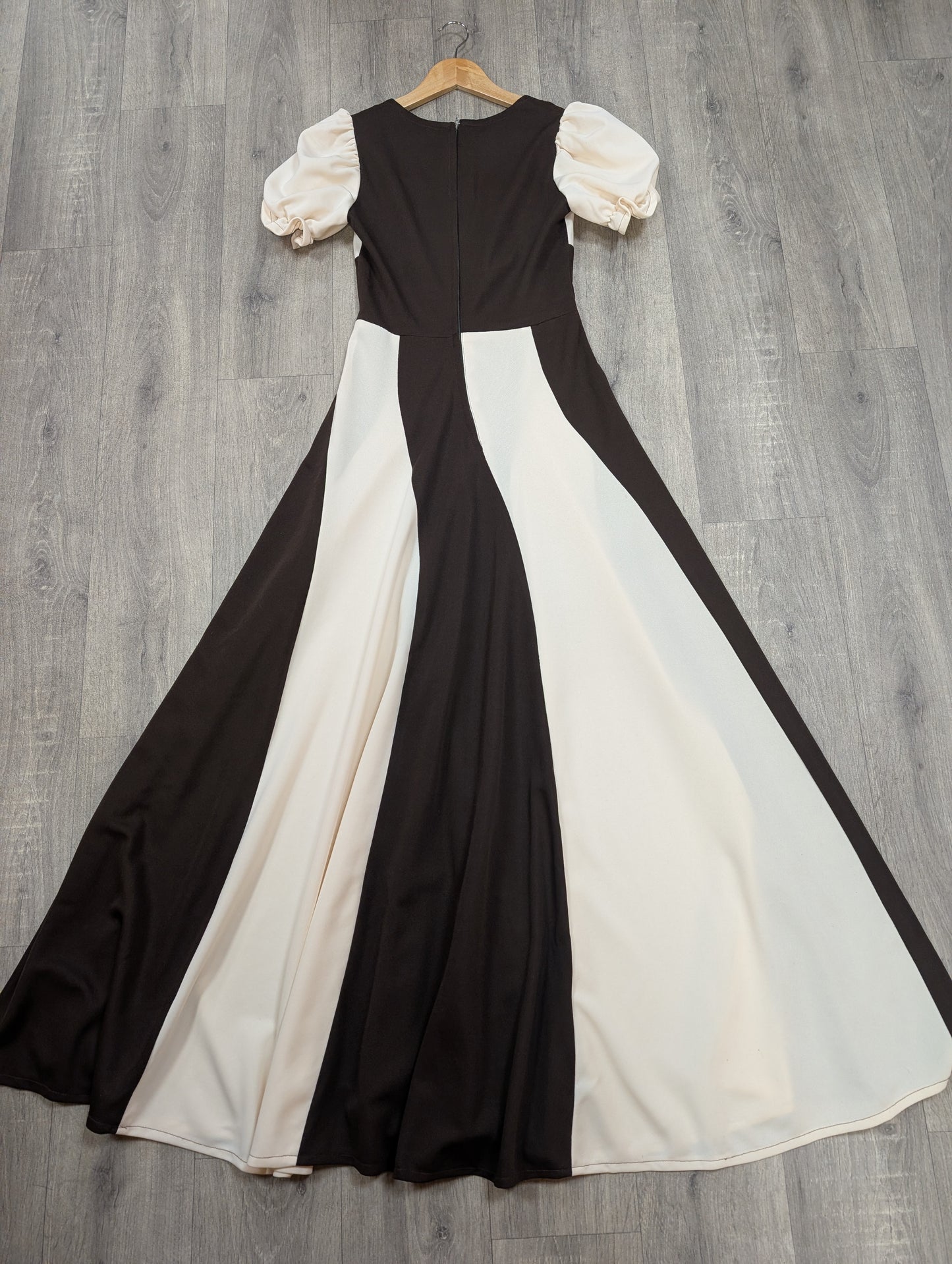 1970s brown & white swirl maxi dress - S/8