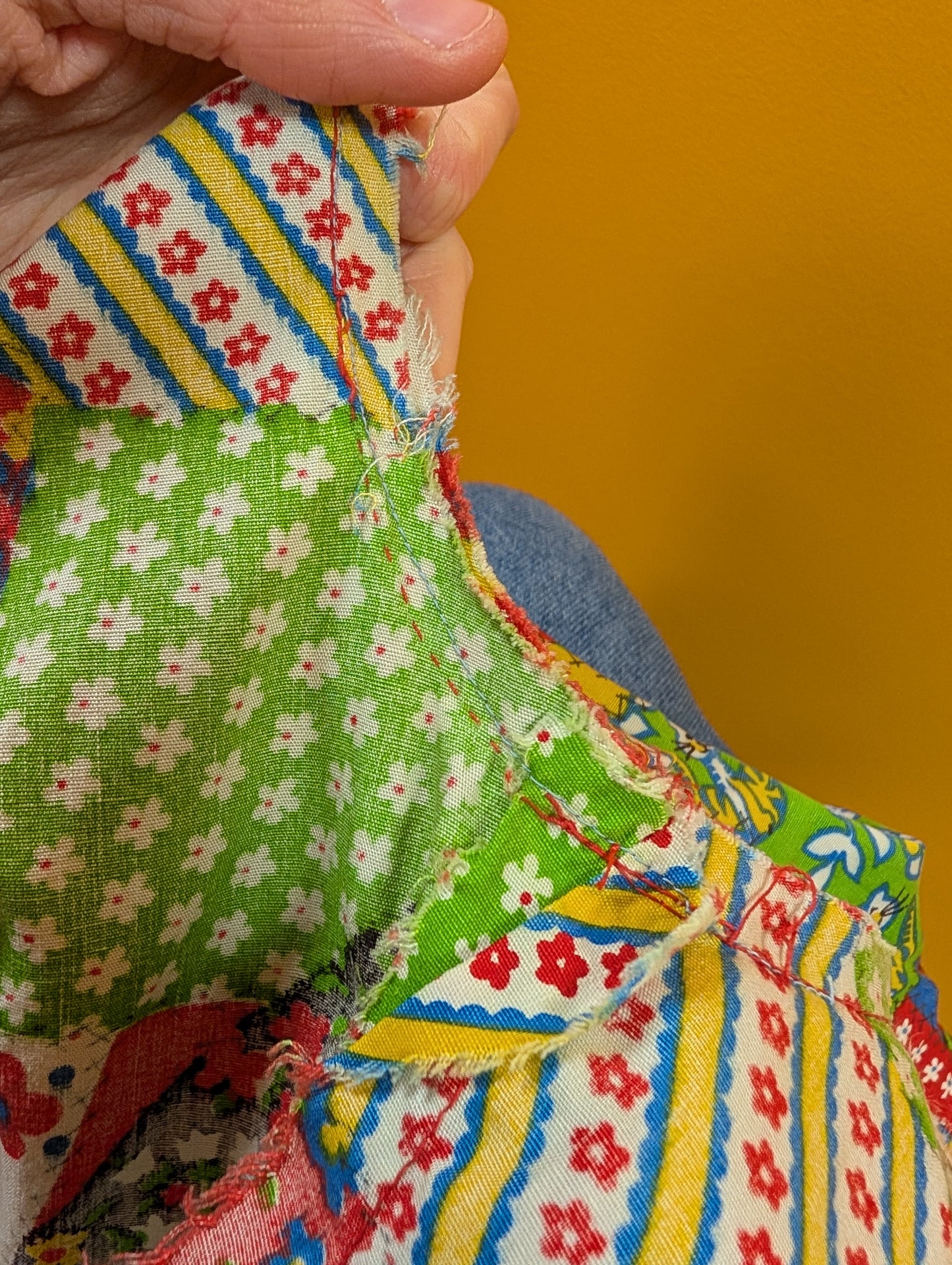 1970s Louis Caring novelty patchwork print - XS