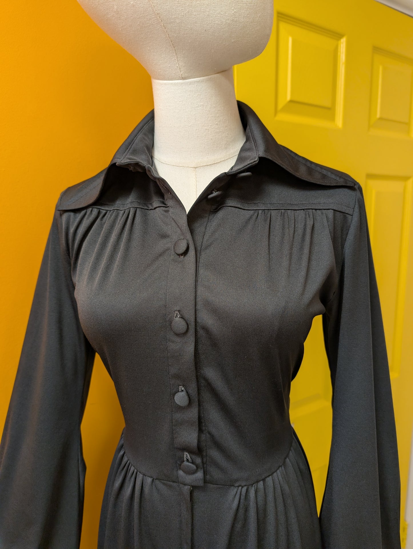 1970s Marion Donaldson black maxi dress - S/8/10