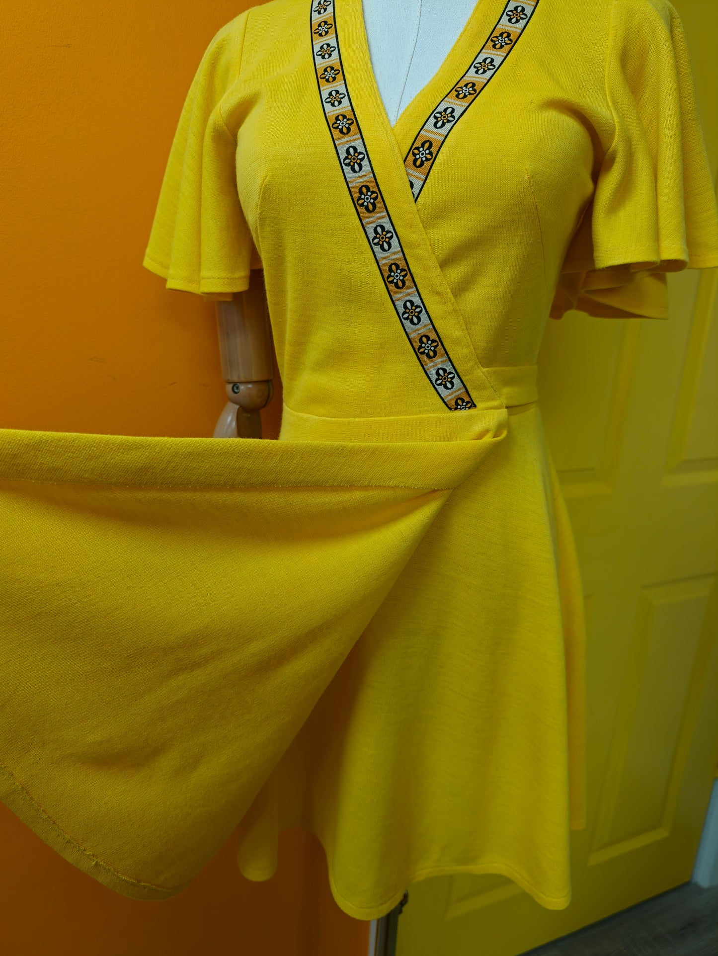 1970s Radley yellow wrap mini dress - XS/S