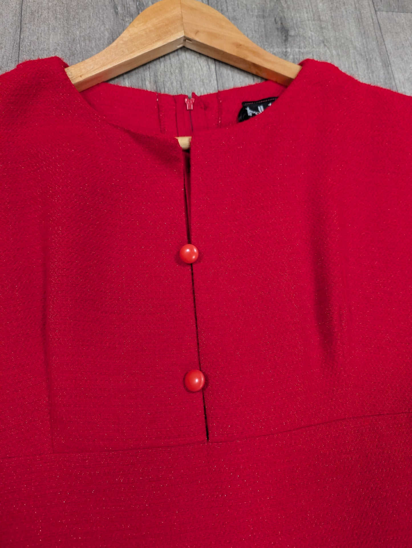 60s/70s Polly Peck red dress with details - S/8