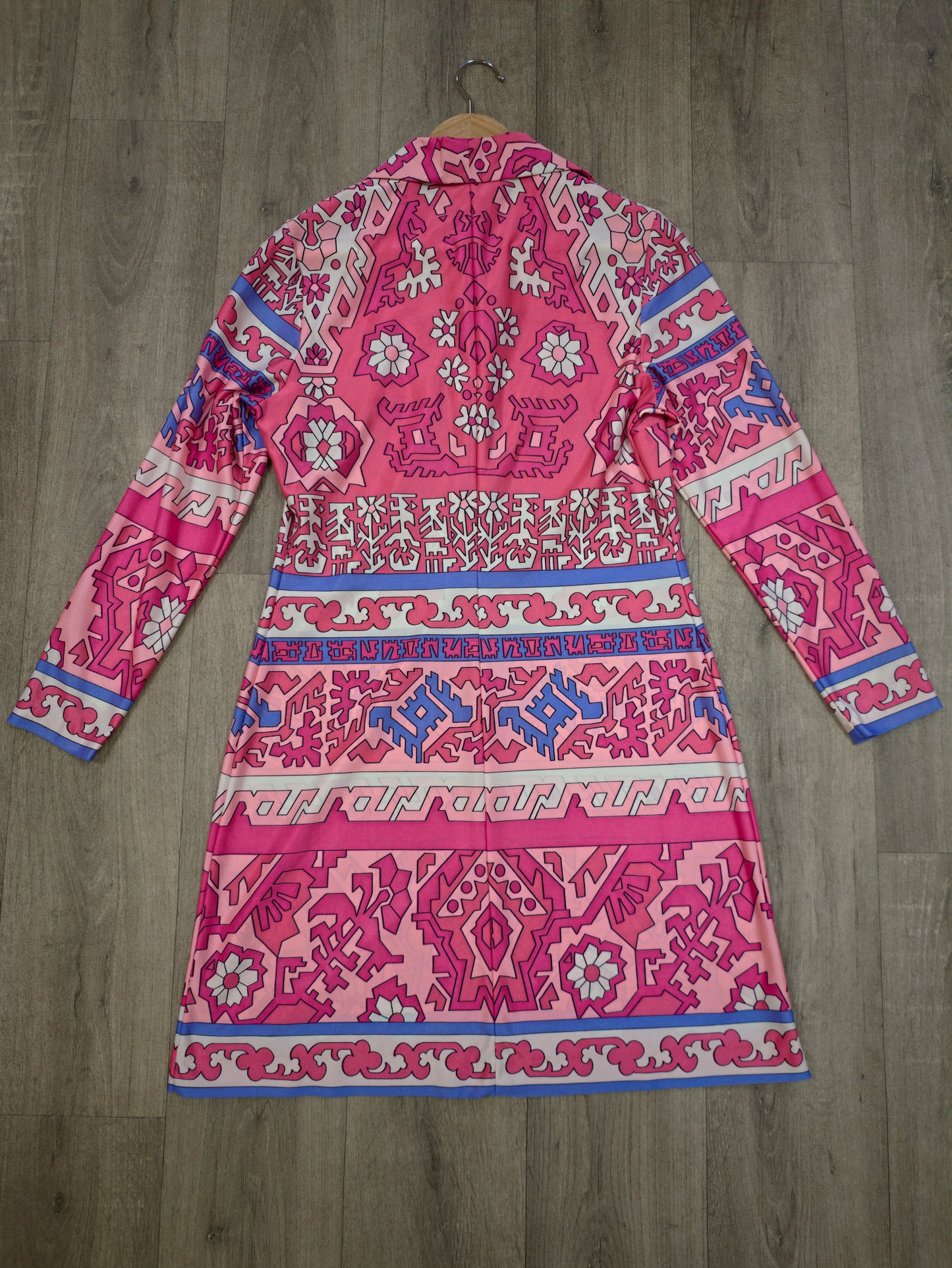 1970s St Michael psychedelic print pink nylon dress - M/12