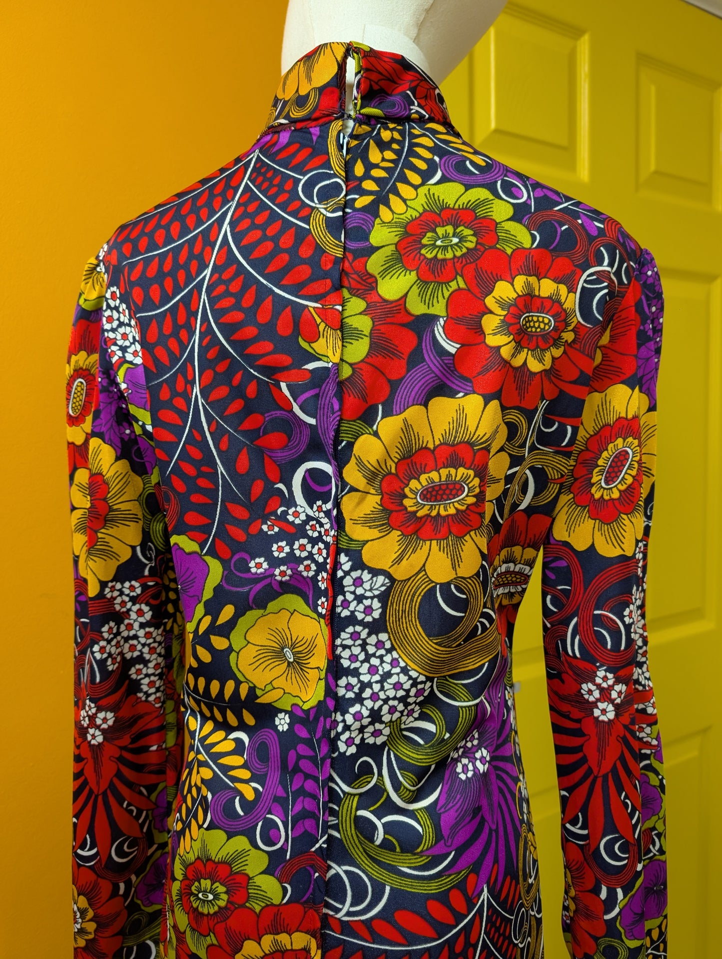 60s/70s psychedelic maxi dress - M/12/14