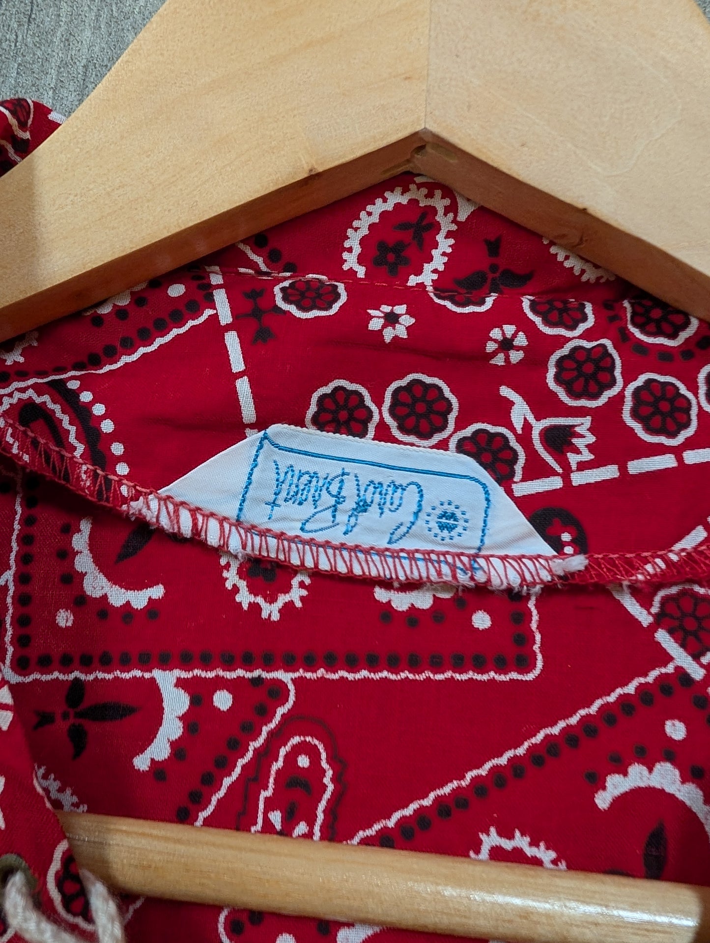 1950s Carol Brent red lace up bandana print top - XS