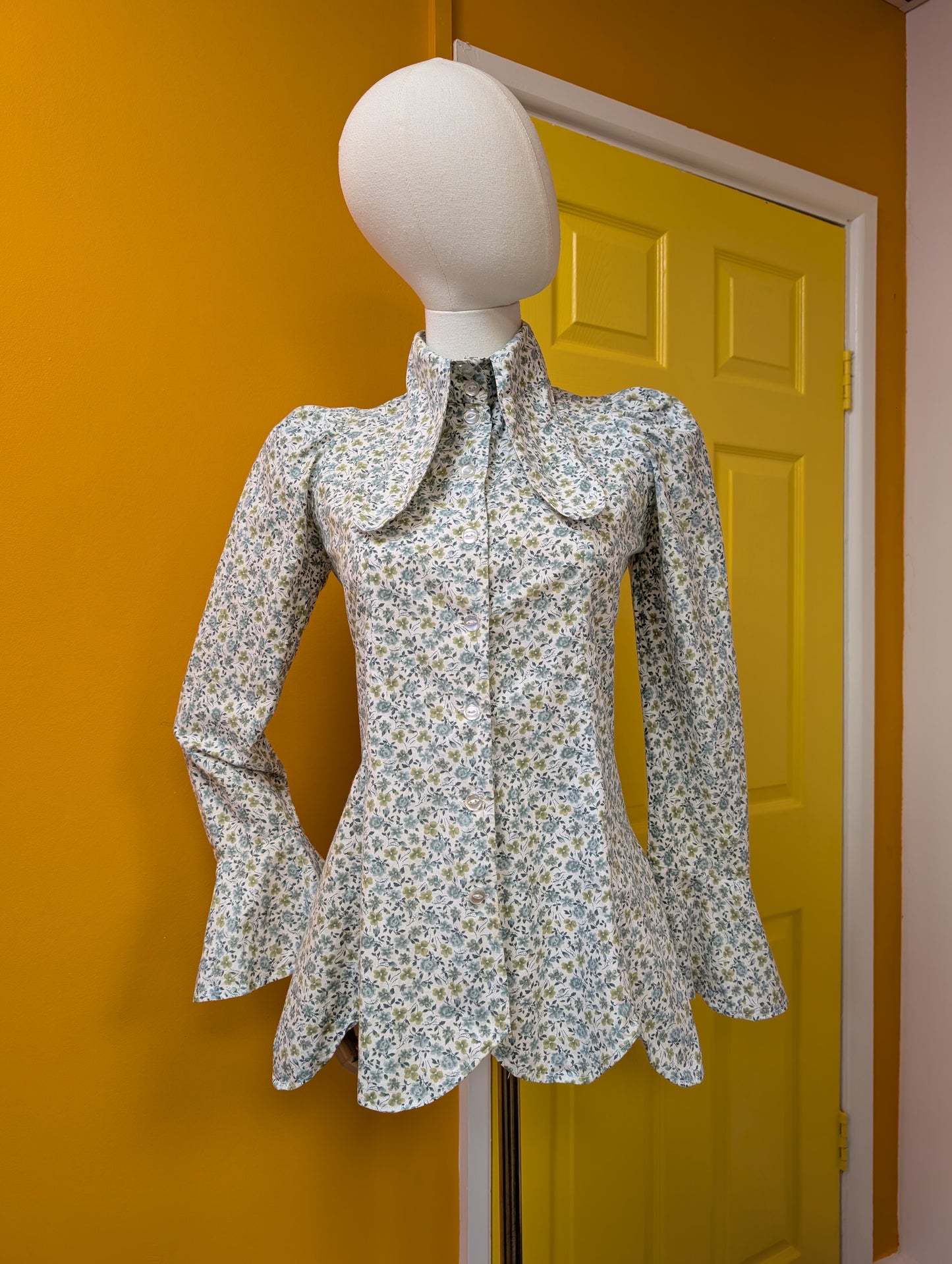 1970s Mabs cotton shirt and maxi skirt - XS/S