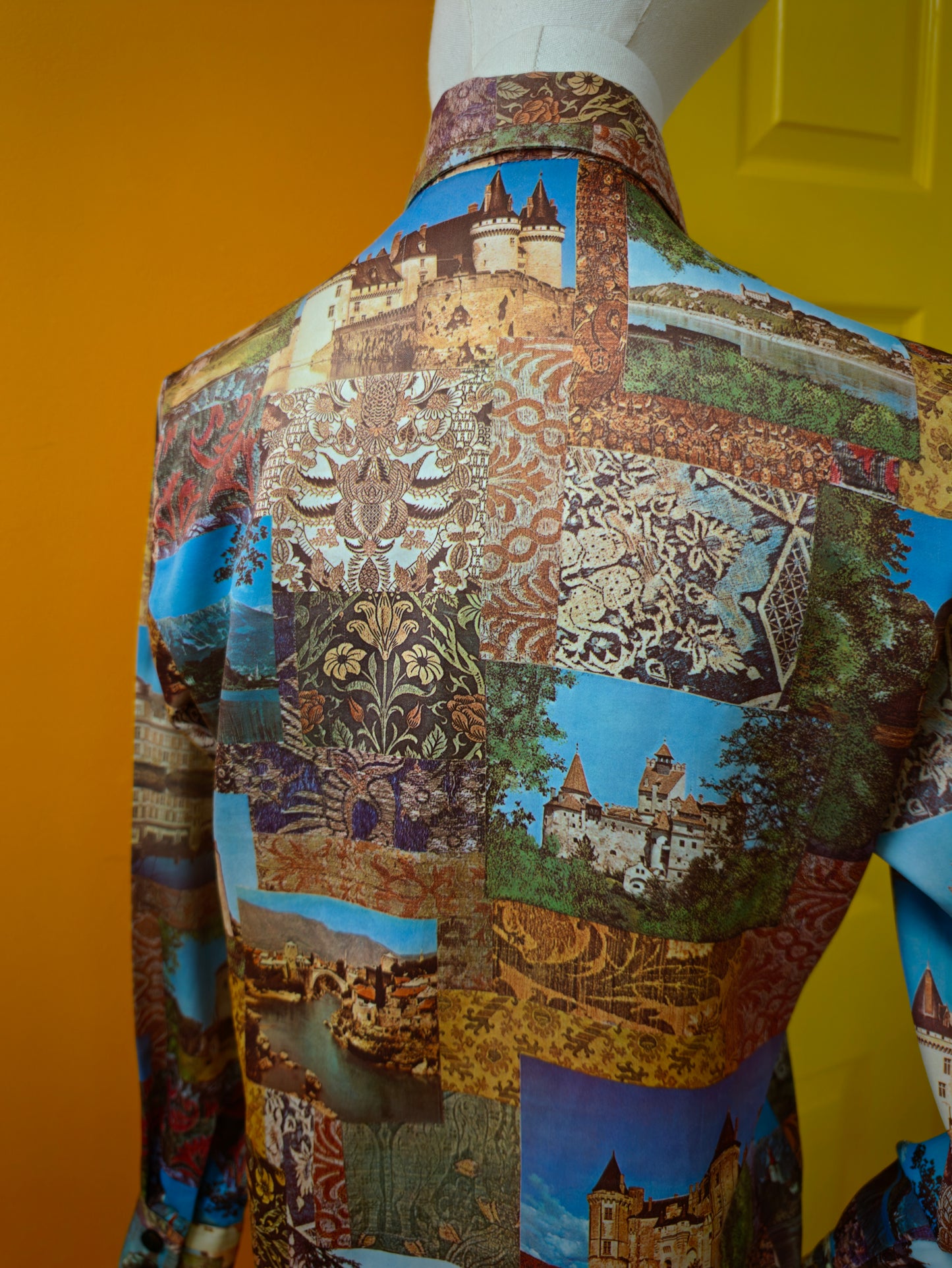 1970s Charisma novelty photo print dagger collar shirt - S/M