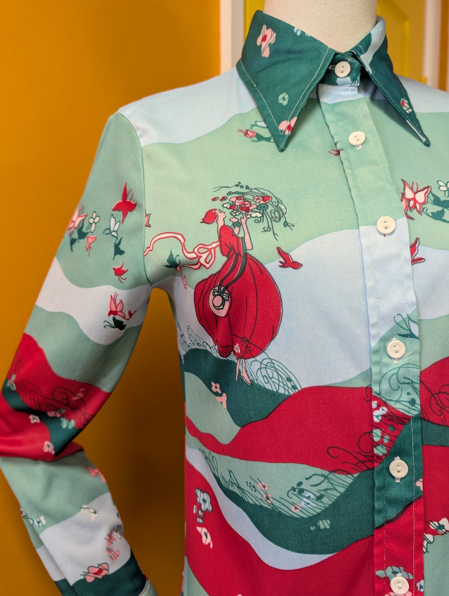 1970s Debenhams novelty print shirt - S