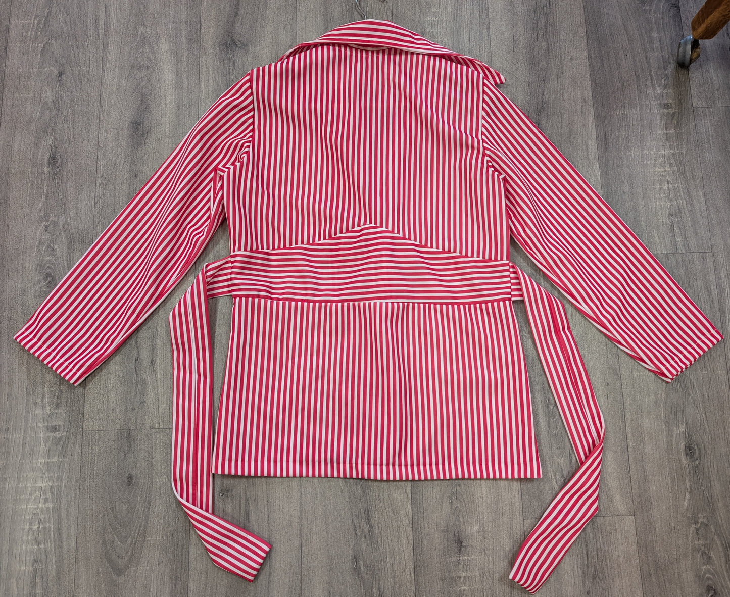 1970s pink & white striped jacket - S
