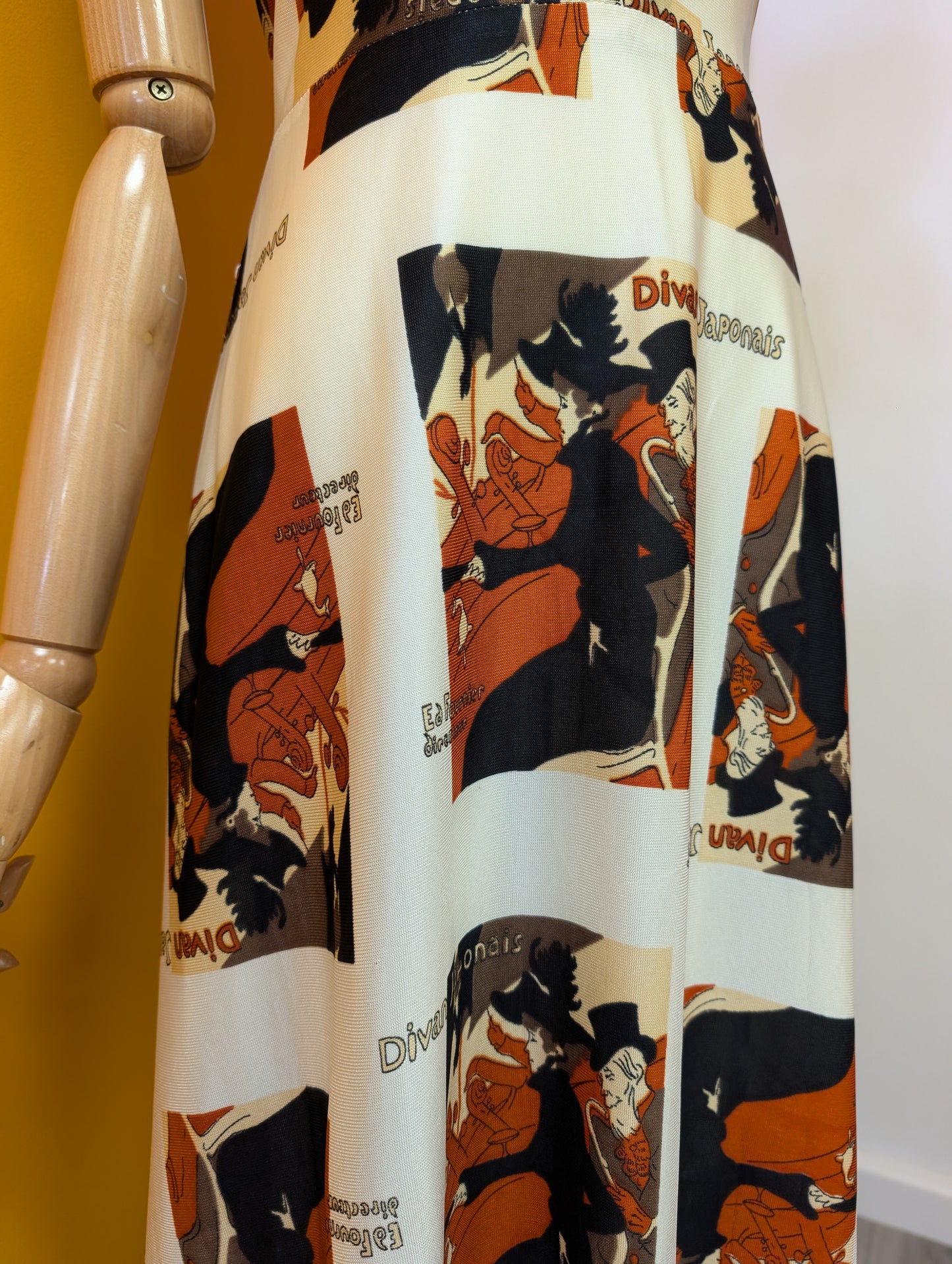 1970s Toulouse Lautrec print maxi dress - S/8
