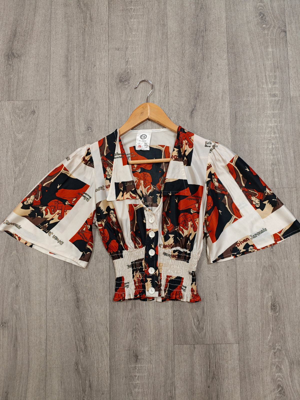 1970s C&A Toulouse Lautrec novelty print top - XS
