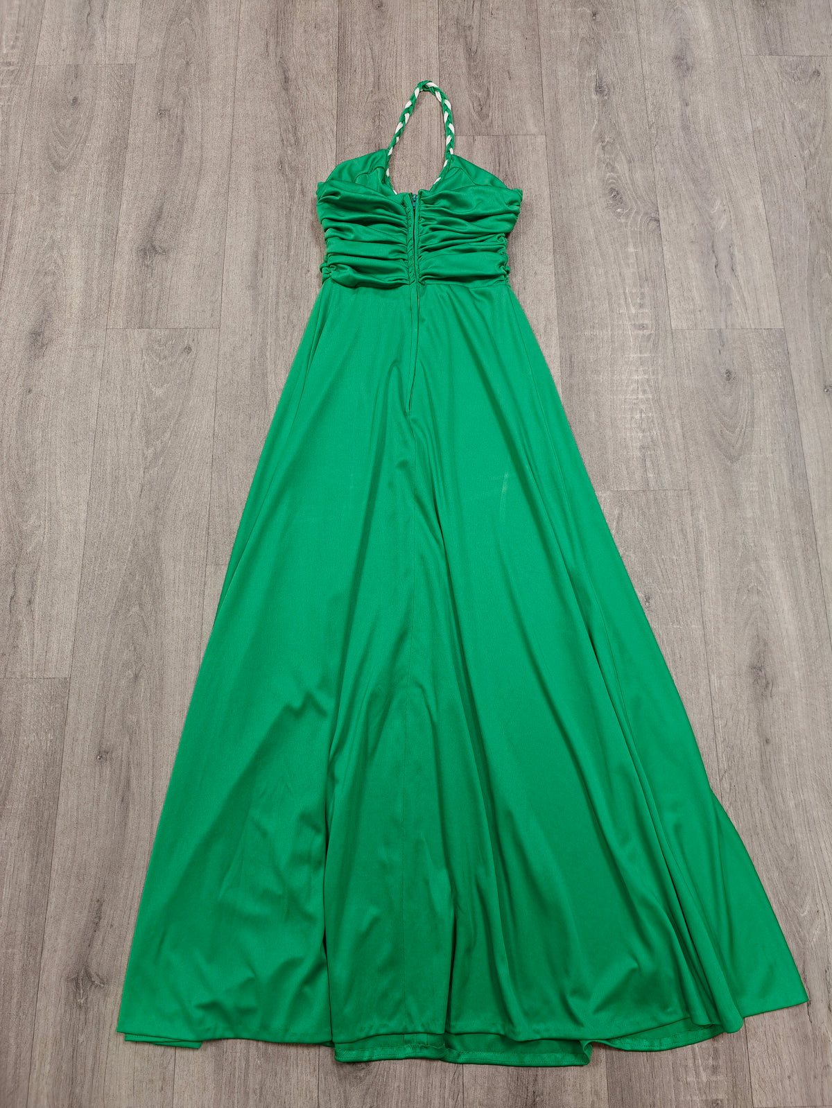 1970s green halter neck maxi dress - XS/6