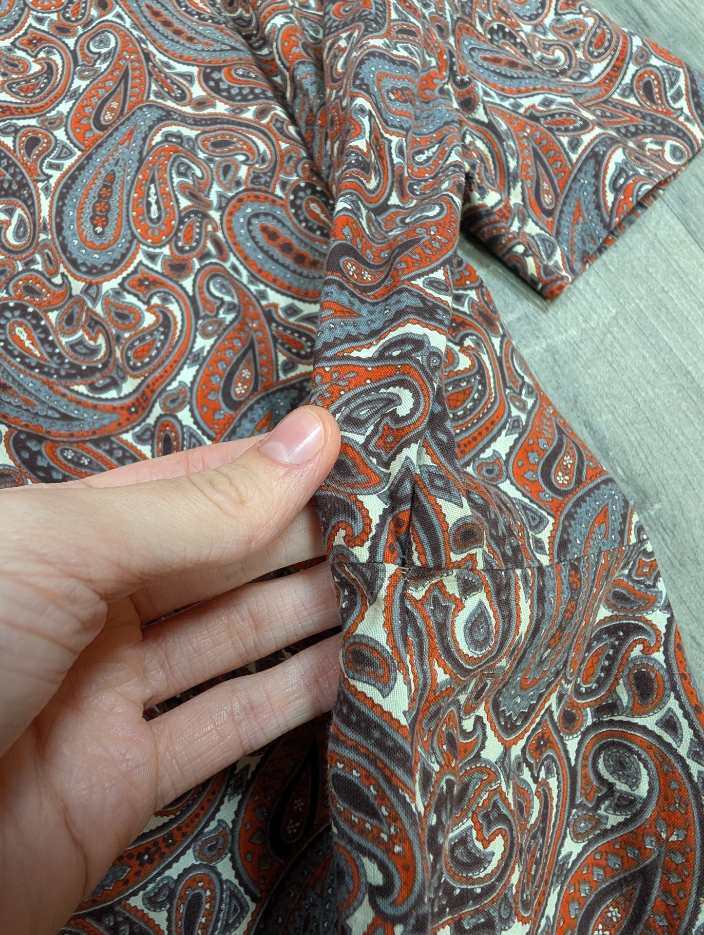 1960s brown paisley dress & belt - M/14