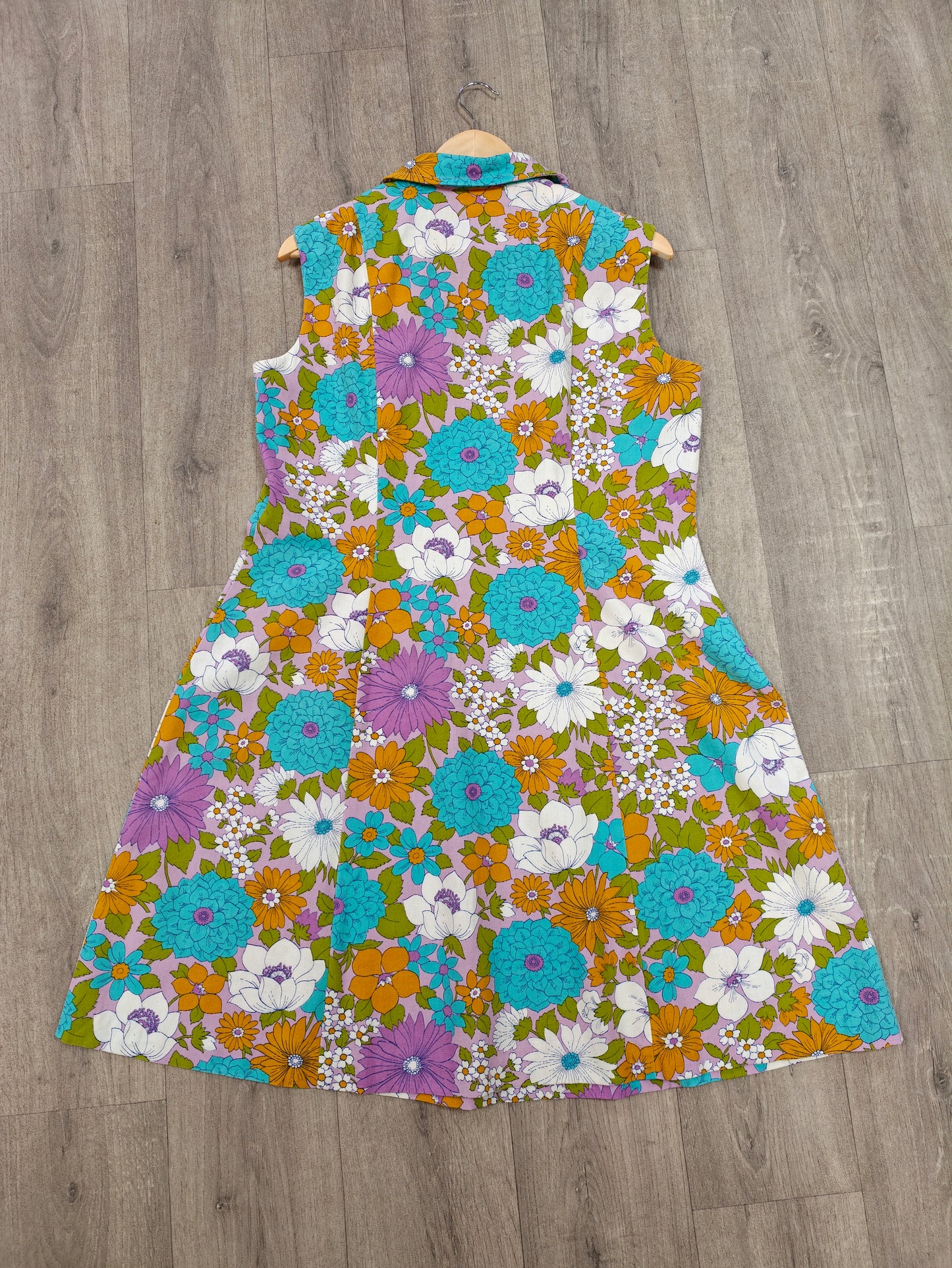 1960s St Michael flower power cotton dress - L/16/18