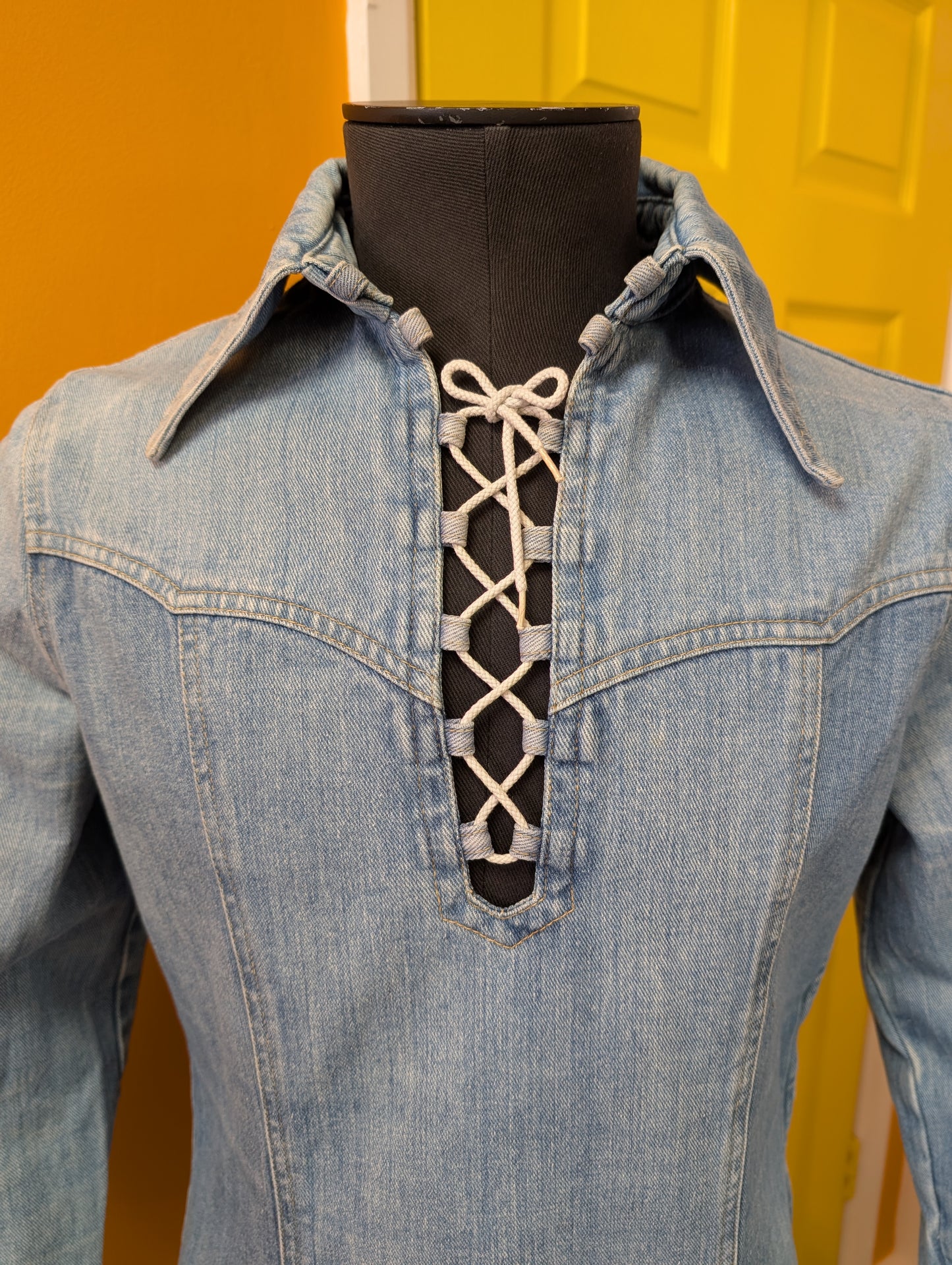 1970s Brittania lace up denim shirt