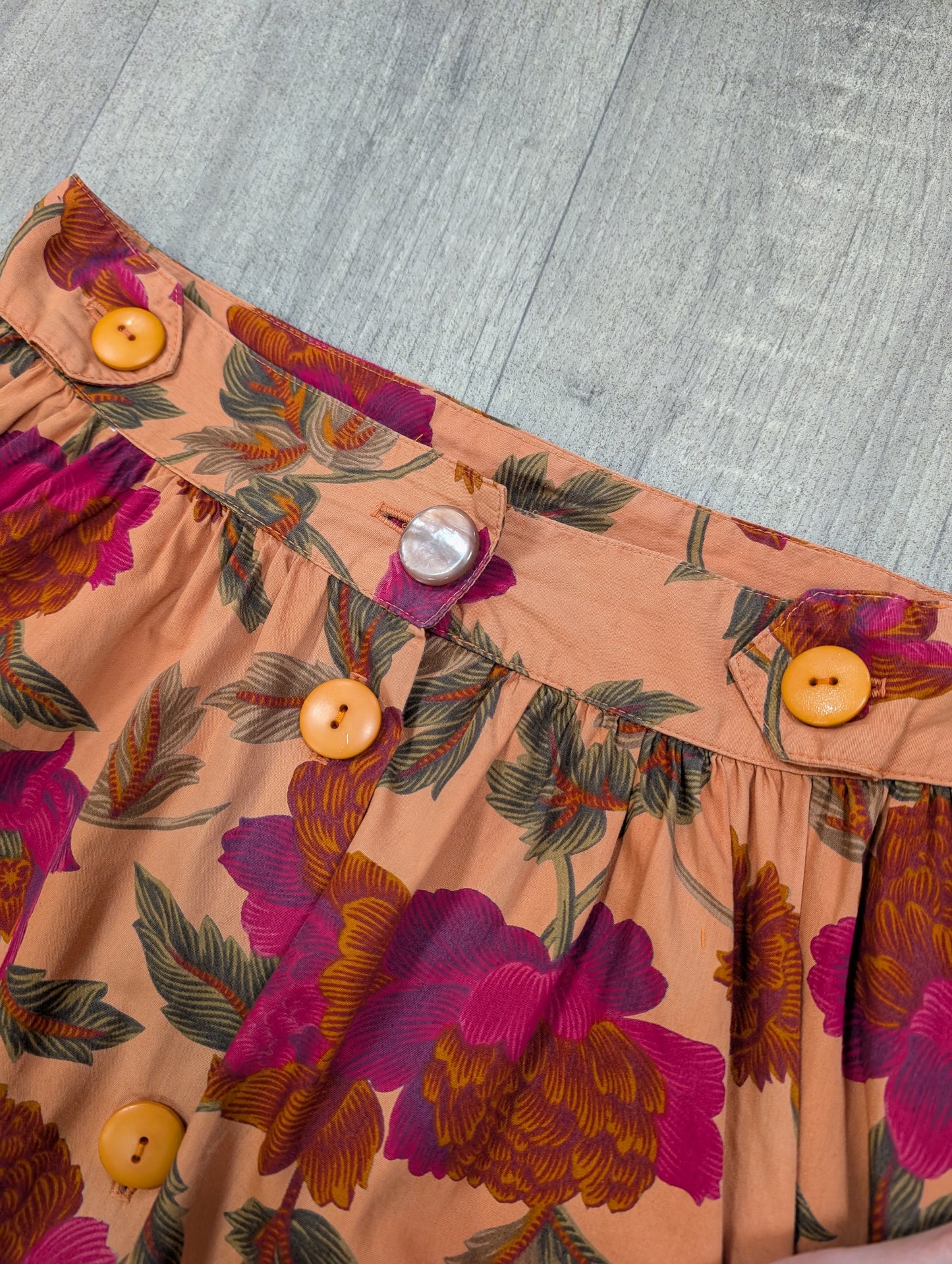 1980s Daniel D floral cotton skirt - 26" waist