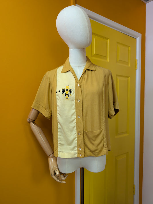 1950s Nat Nast rayon tiki bowling shirt