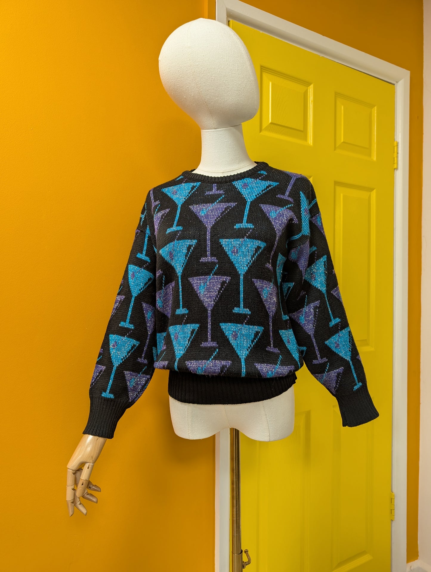1980s novelty cocktail glass jumper - XS/S