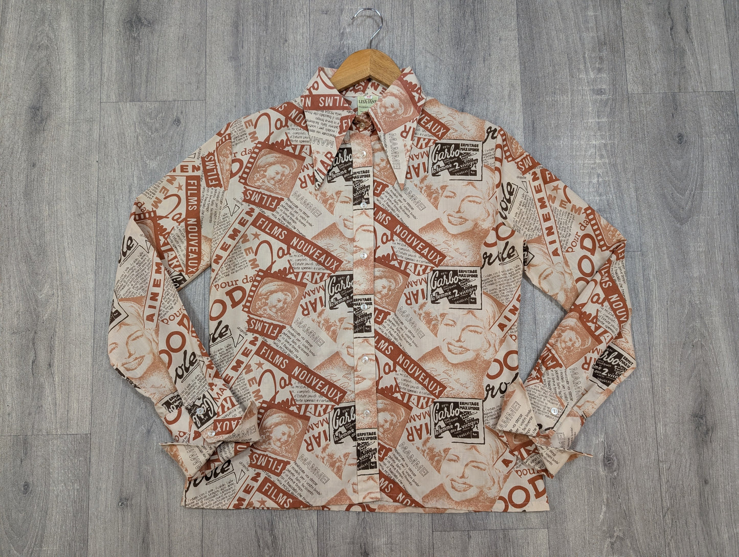 1970s Lisa Jane novelty movie print shirt - M/L