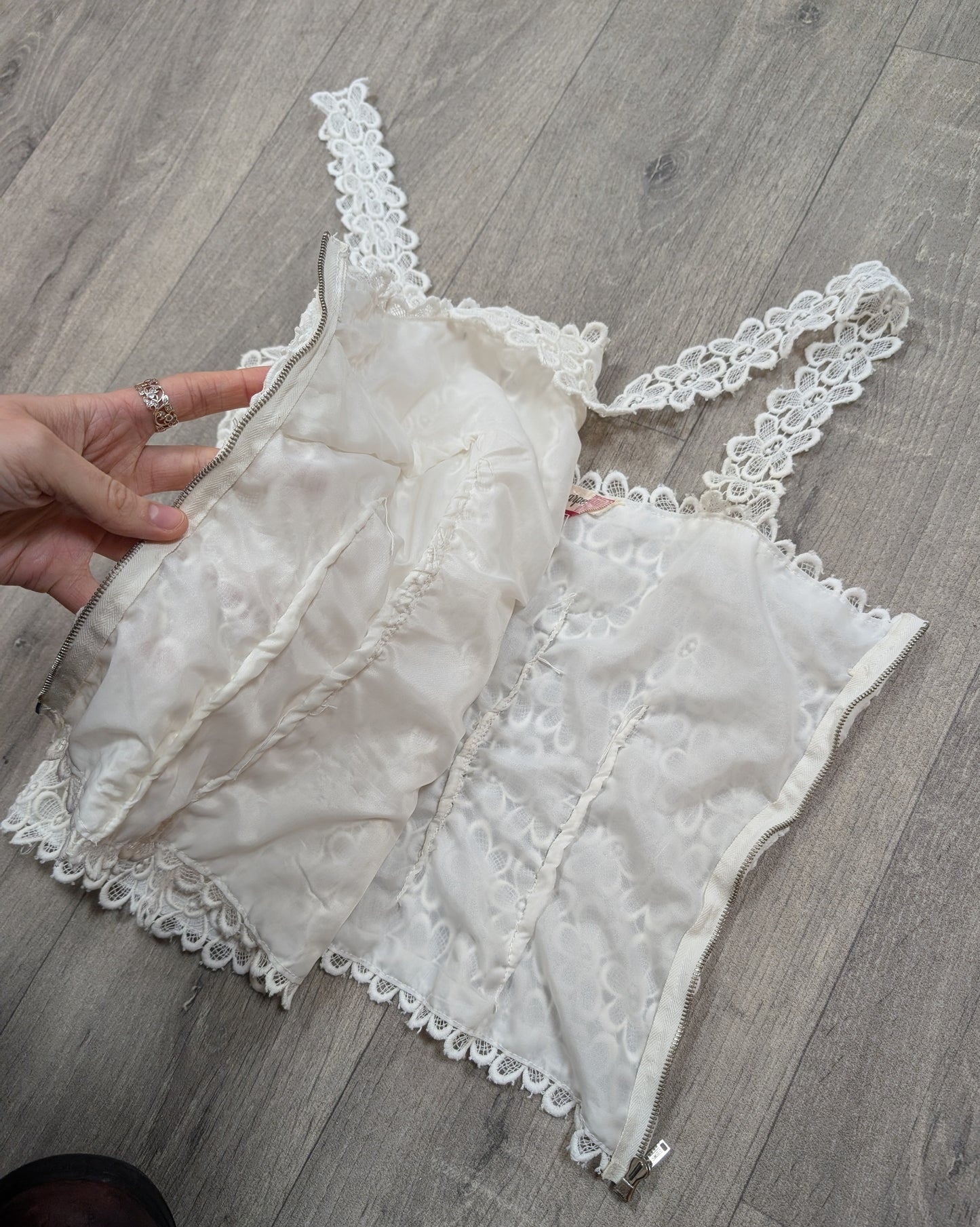 1960s J Oscar Sharpe white floral lace top - S/8