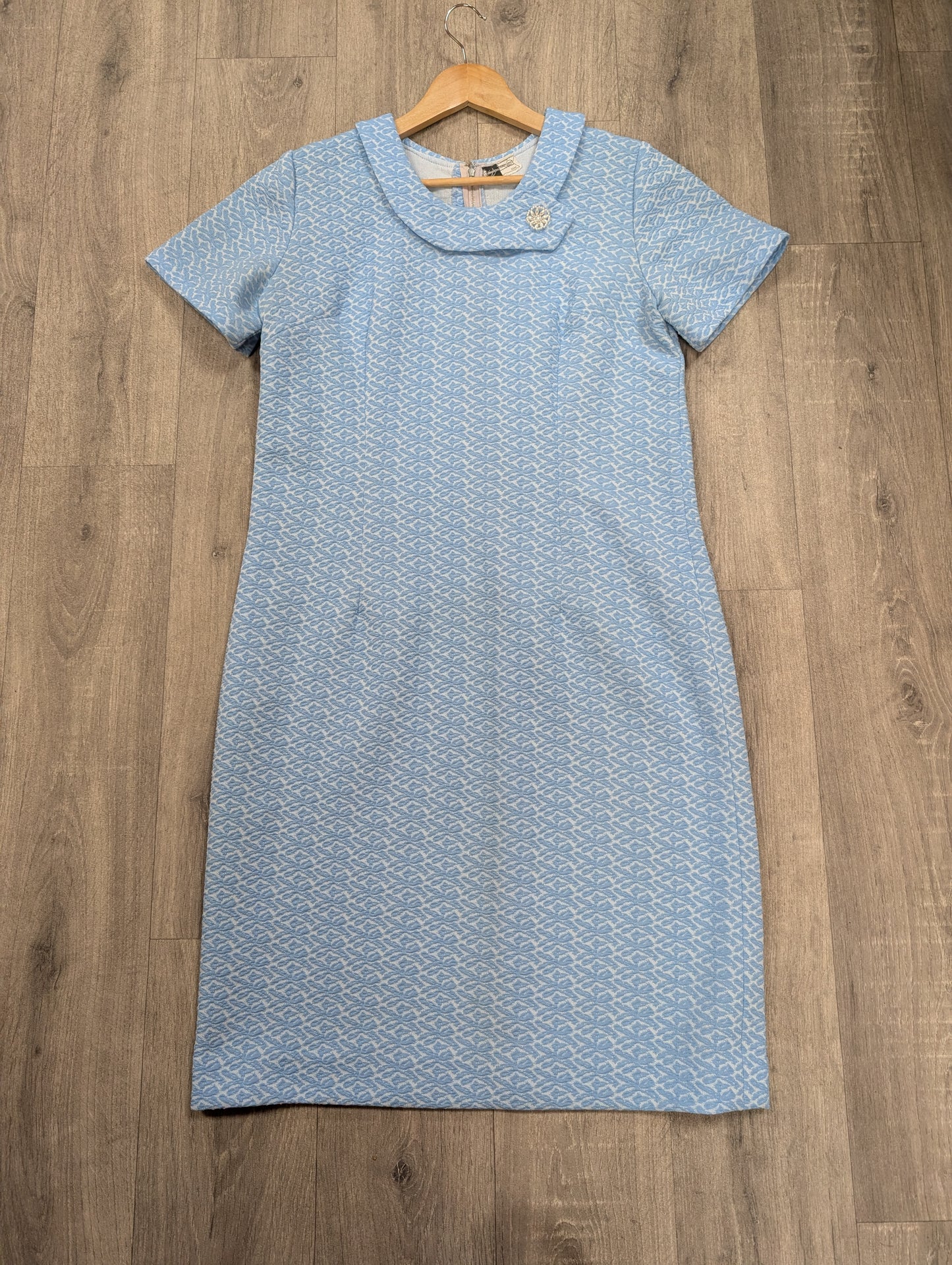 1960s blue crimplene dress - L/16