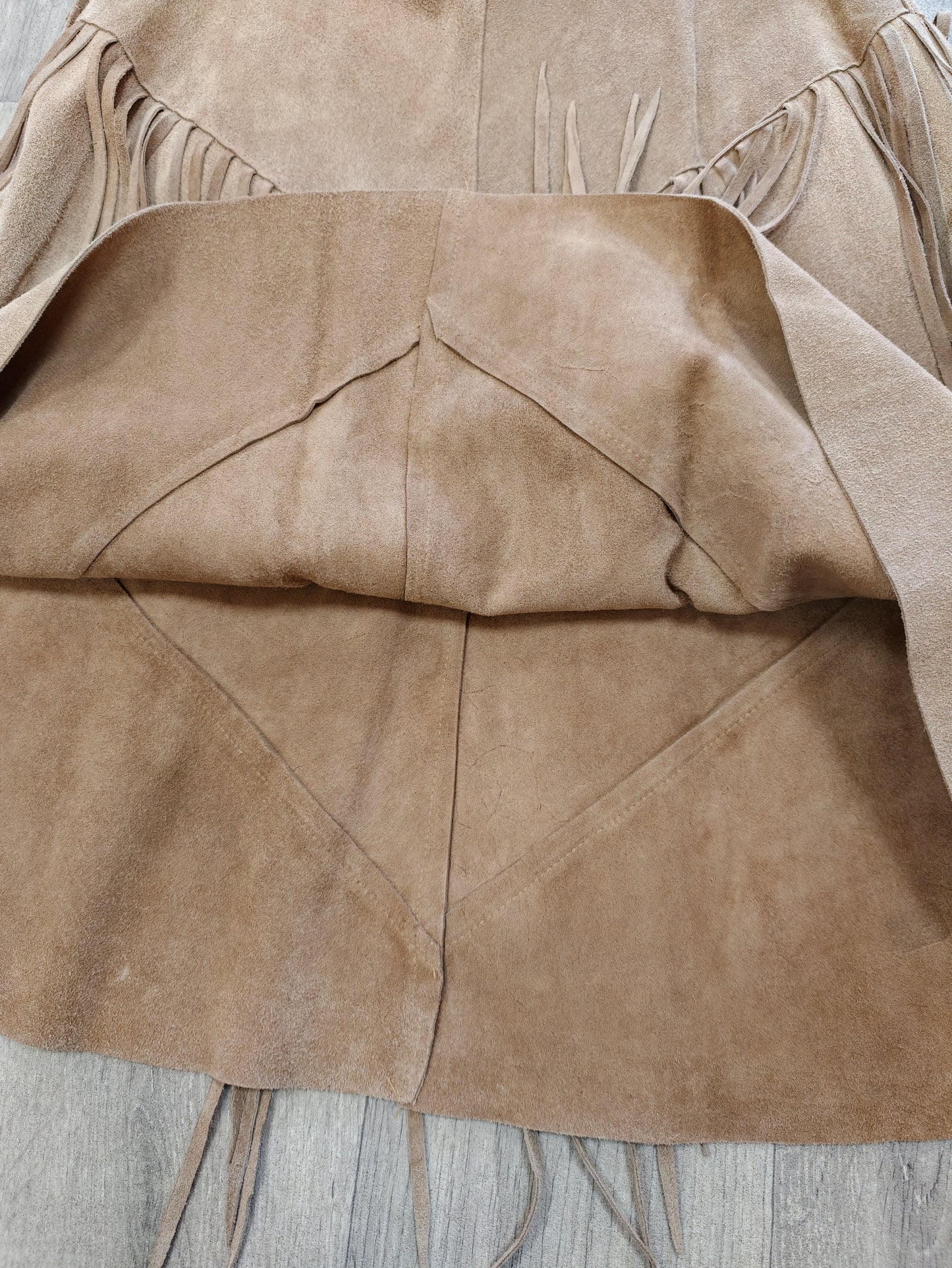 1970s beaded fringed suede skirt & waistcoat - M/12/14