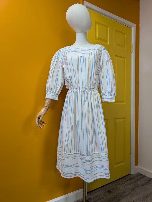 1980s Stuart Alan white cotton dress - M