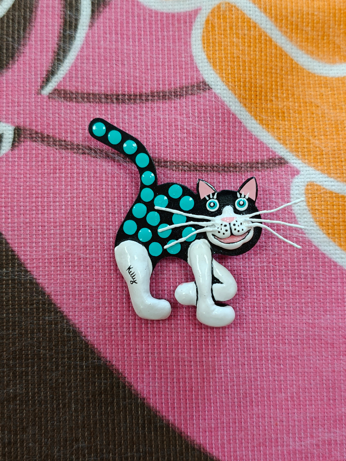 1990s Kelly Graham cat brooch