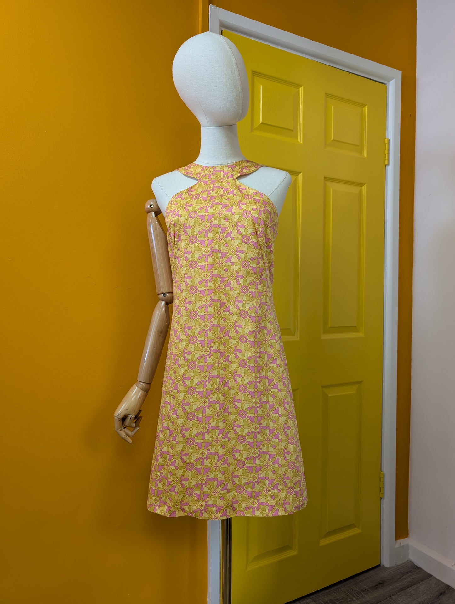 1960s Kay Sports psychedelic cotton mini dress - S/8/10