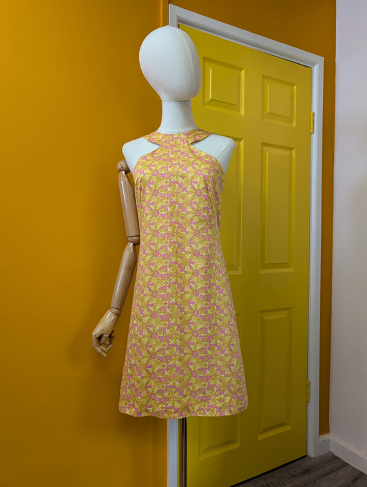 1960s Kay Sports psychedelic cotton mini dress - S/8/10