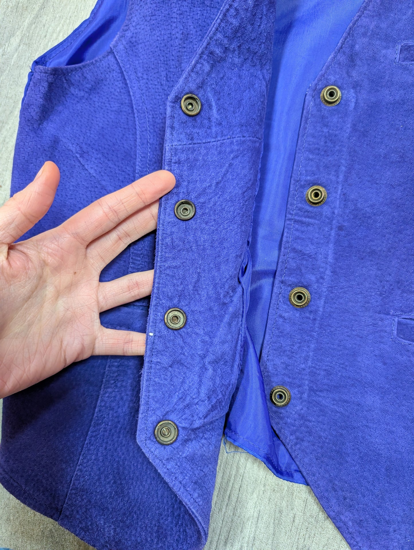 1990s Don't Stop purple suede waistcoat