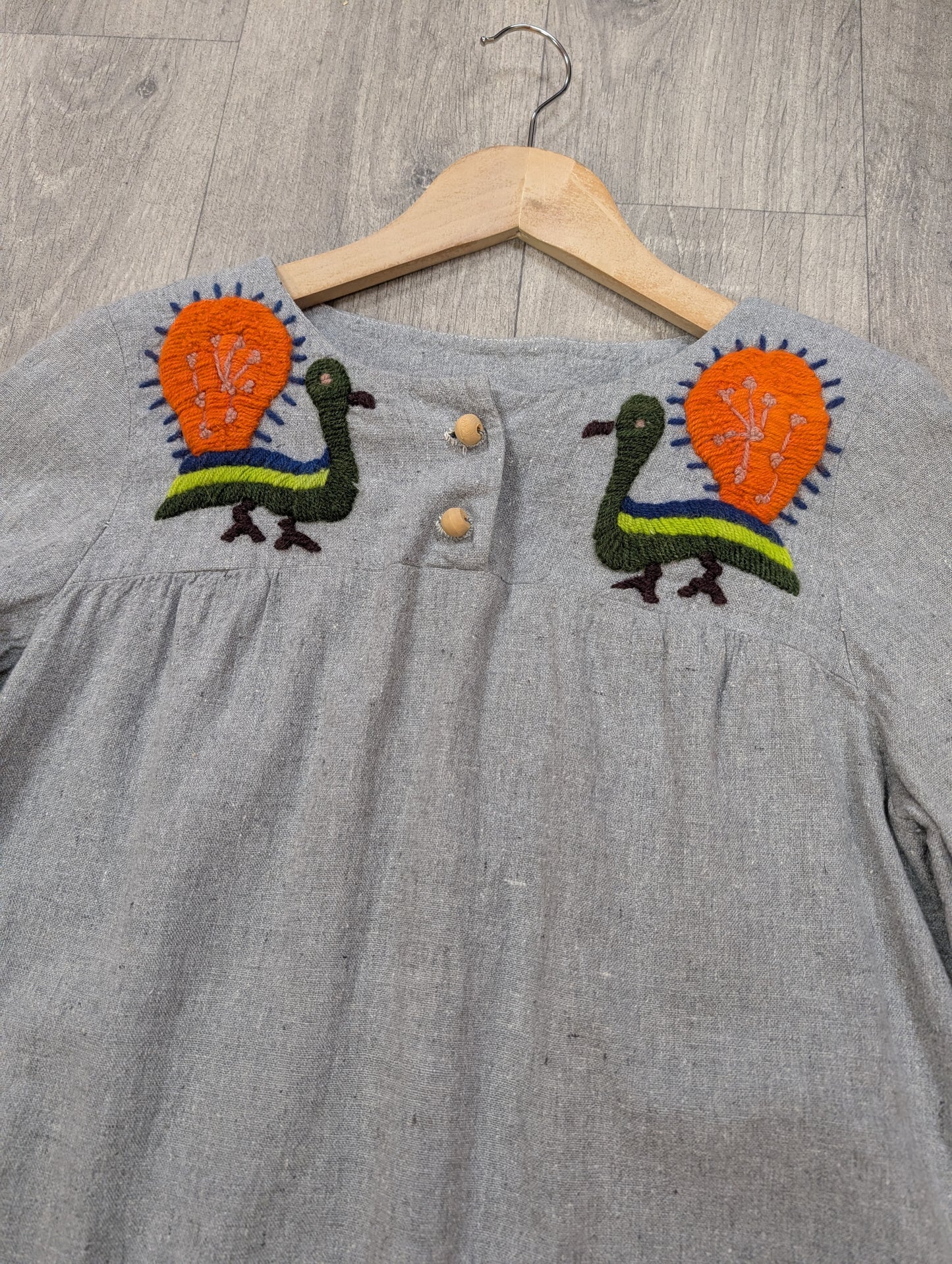 1970s India Imports embroidered peacock cotton top - S