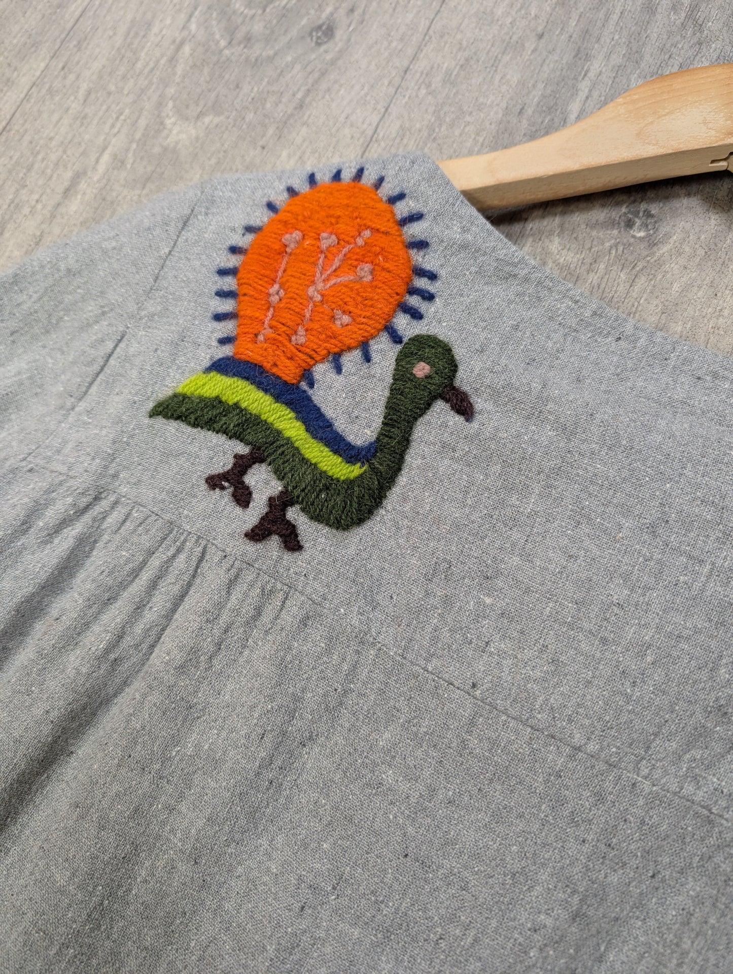 1970s India Imports embroidered peacock cotton top - S
