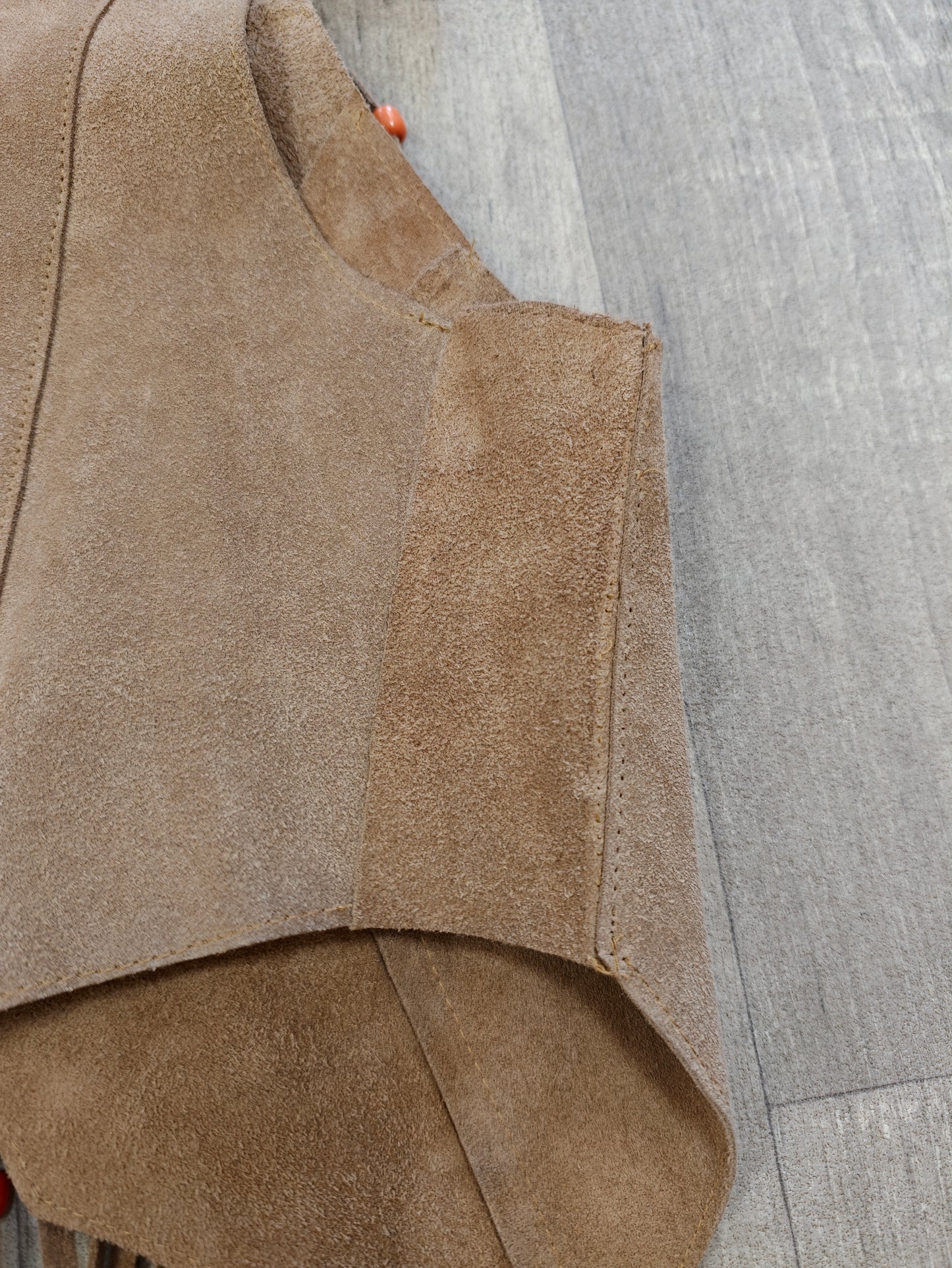 1970s beaded fringed suede skirt & waistcoat - M/12/14