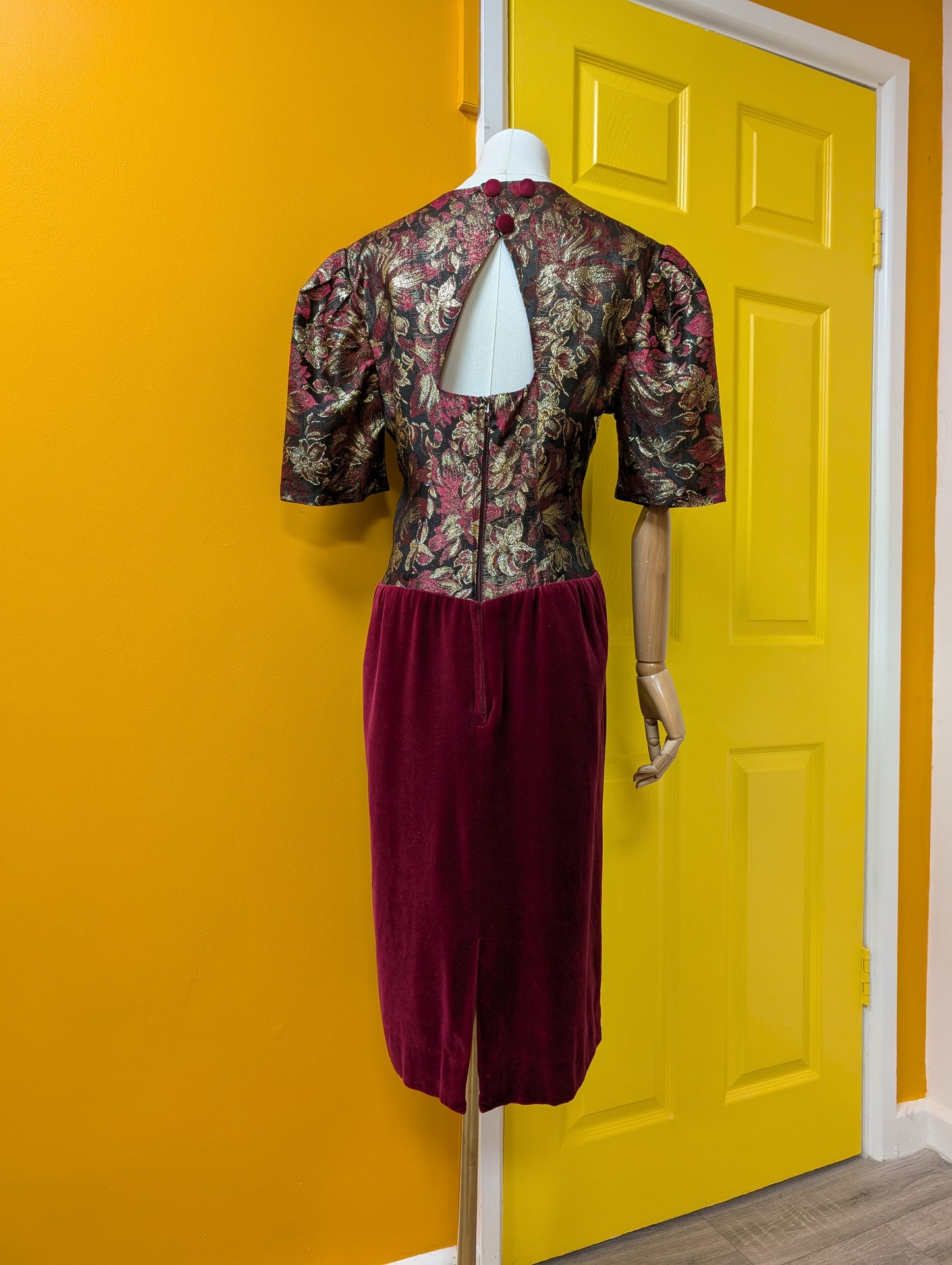 1980s lurex and velvet party dress - M/14