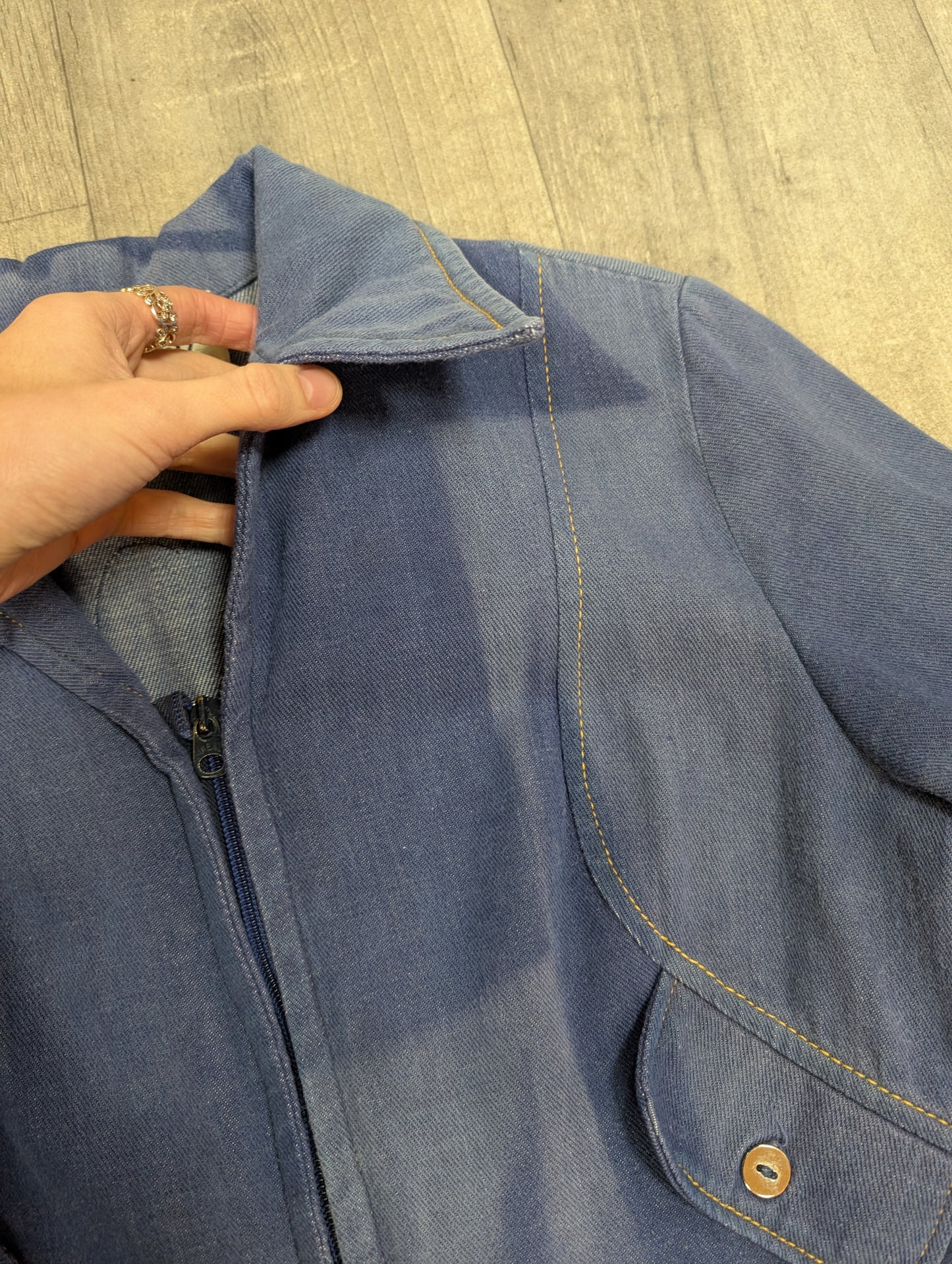 1970s Mexican denim jumpsuit with applique - S/M/10/12