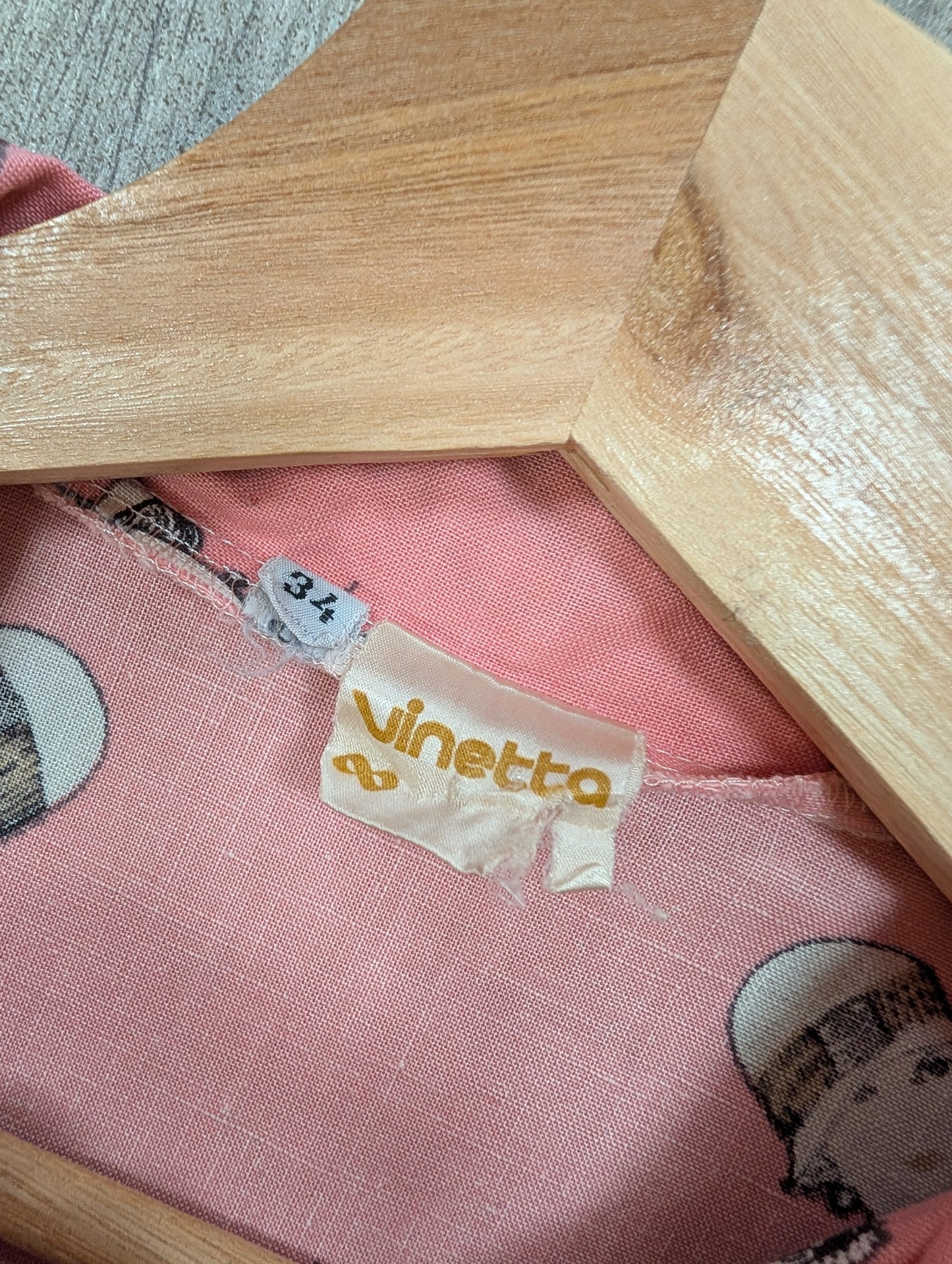 1970s Vinetta pink novelty print cotton shirt - XS