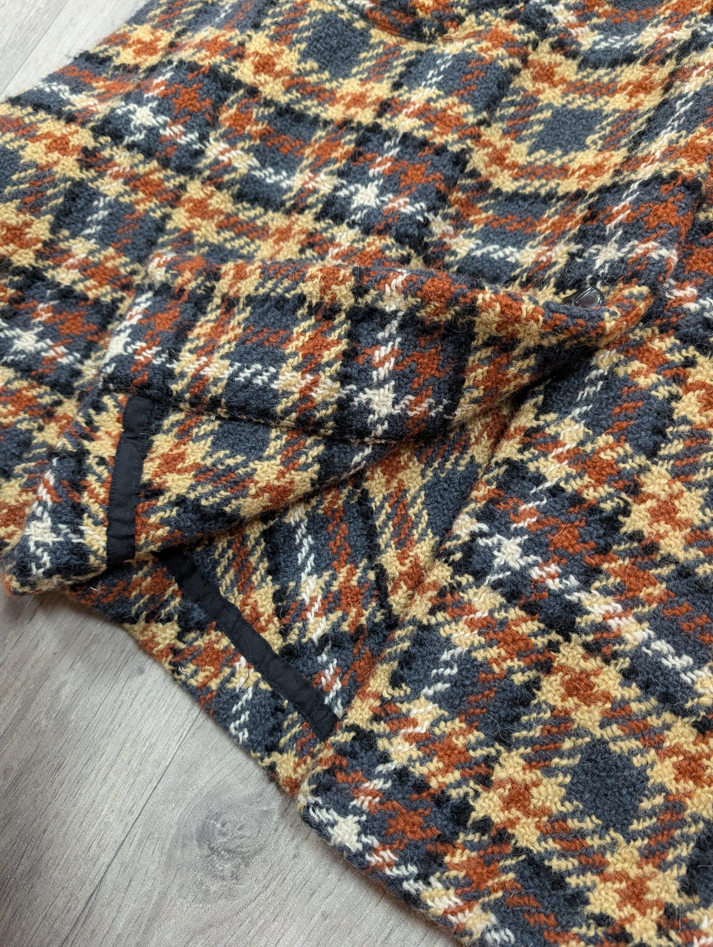 1970s check wool coat - S