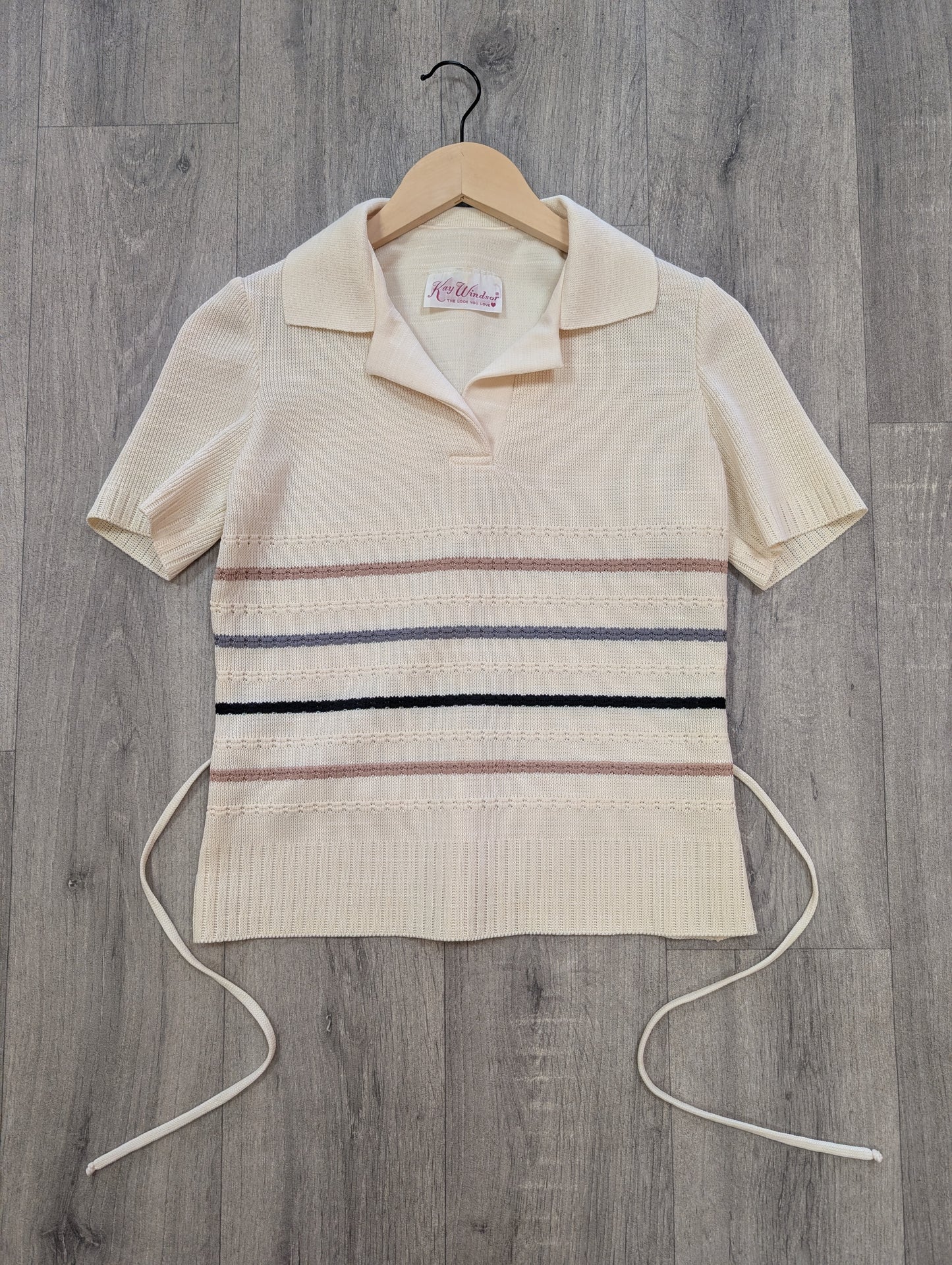 1970s Kay Windsor belted knit top - S