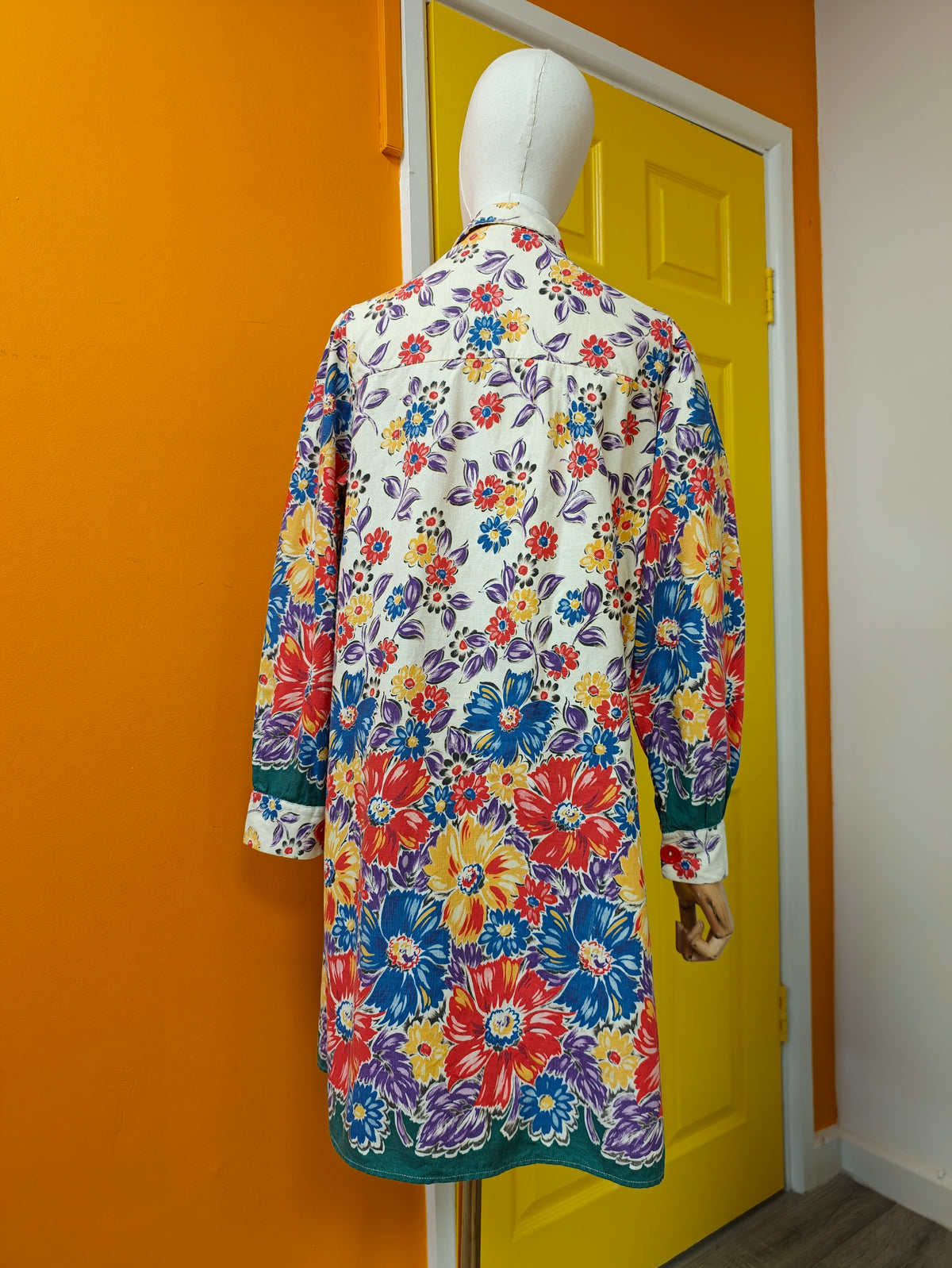 1940s floral cotton chore smock/housecoat