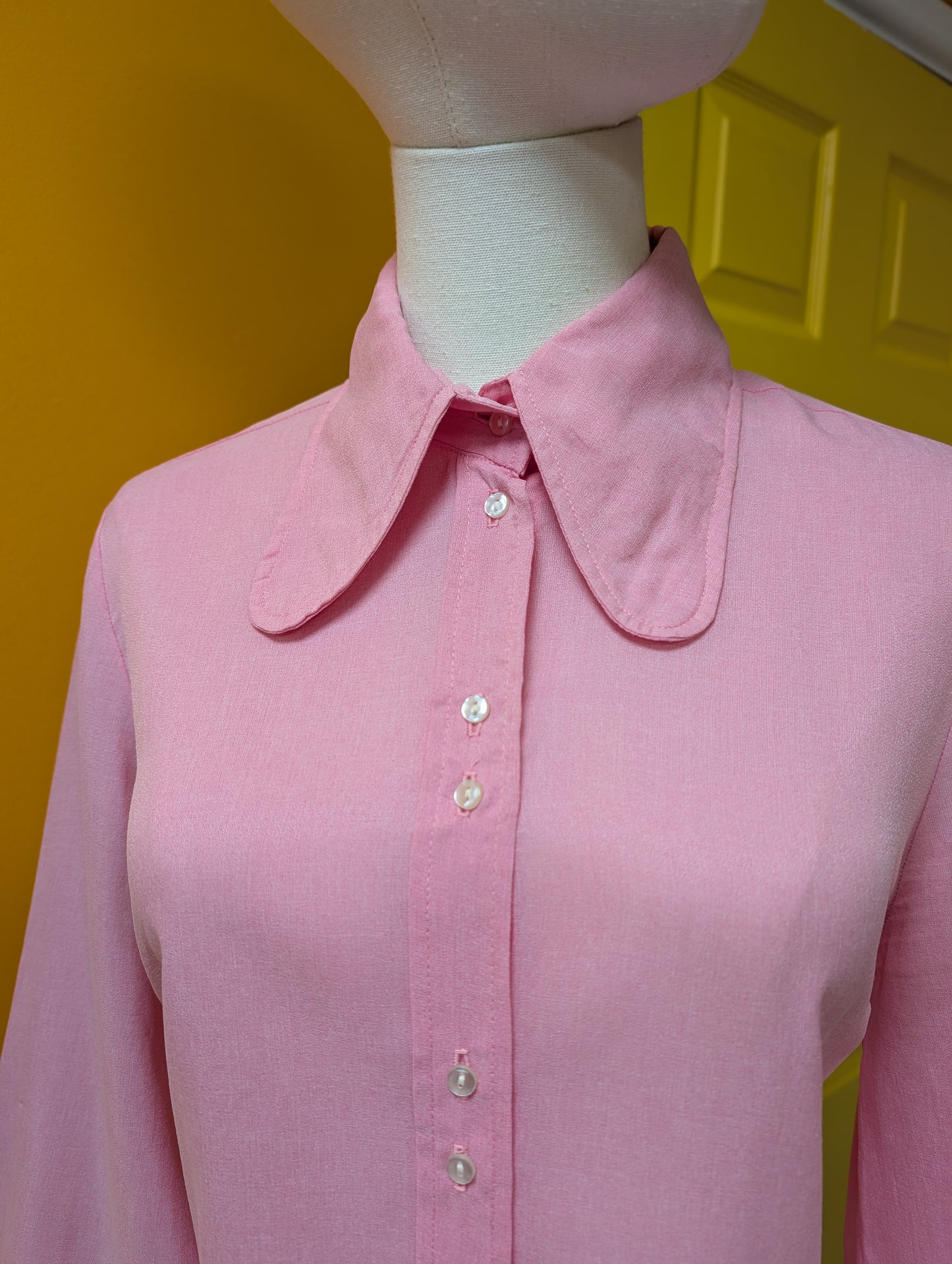 1970s Susy Ware pink shirt - M