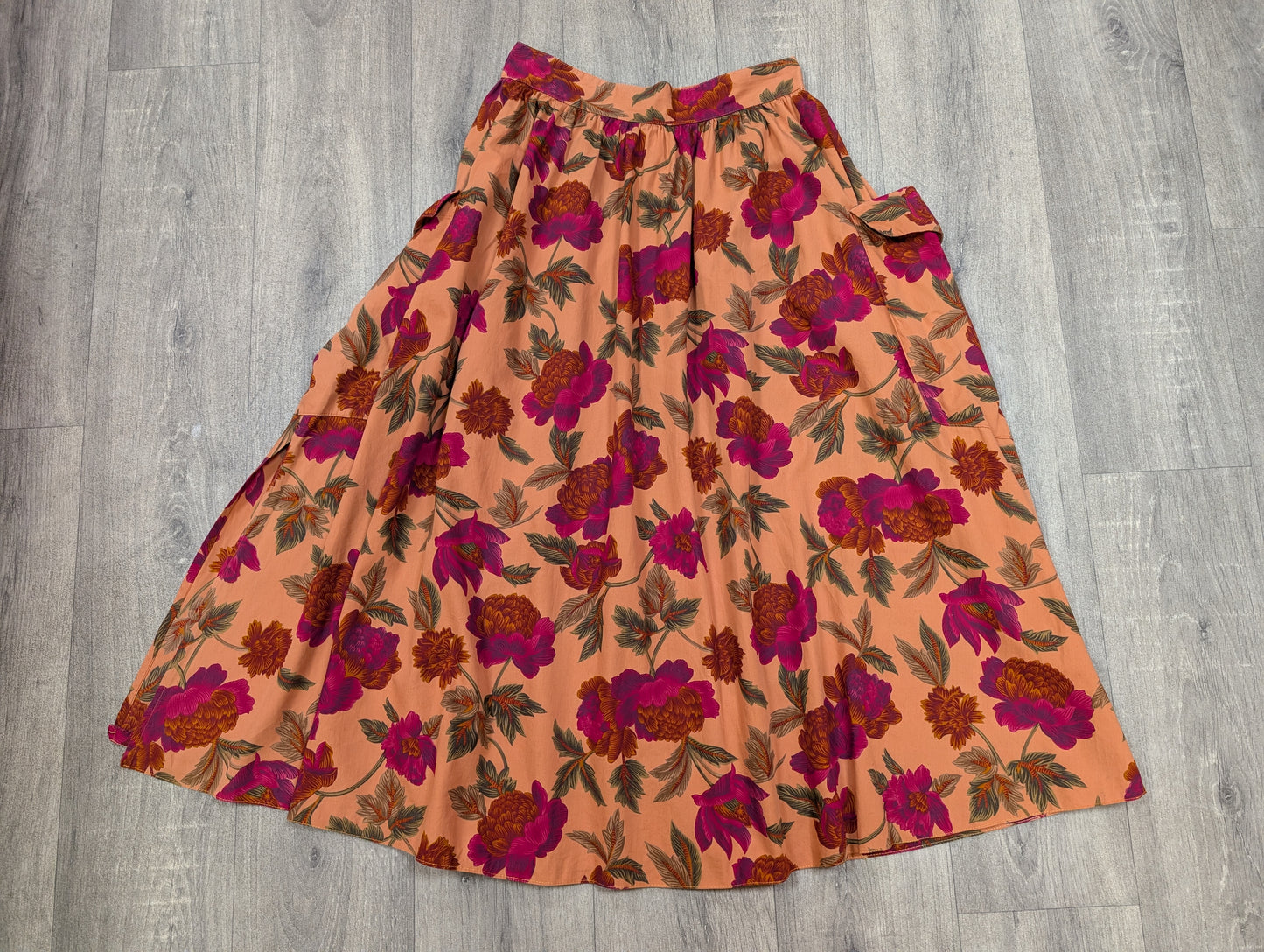 1980s Daniel D floral cotton skirt - 26" waist