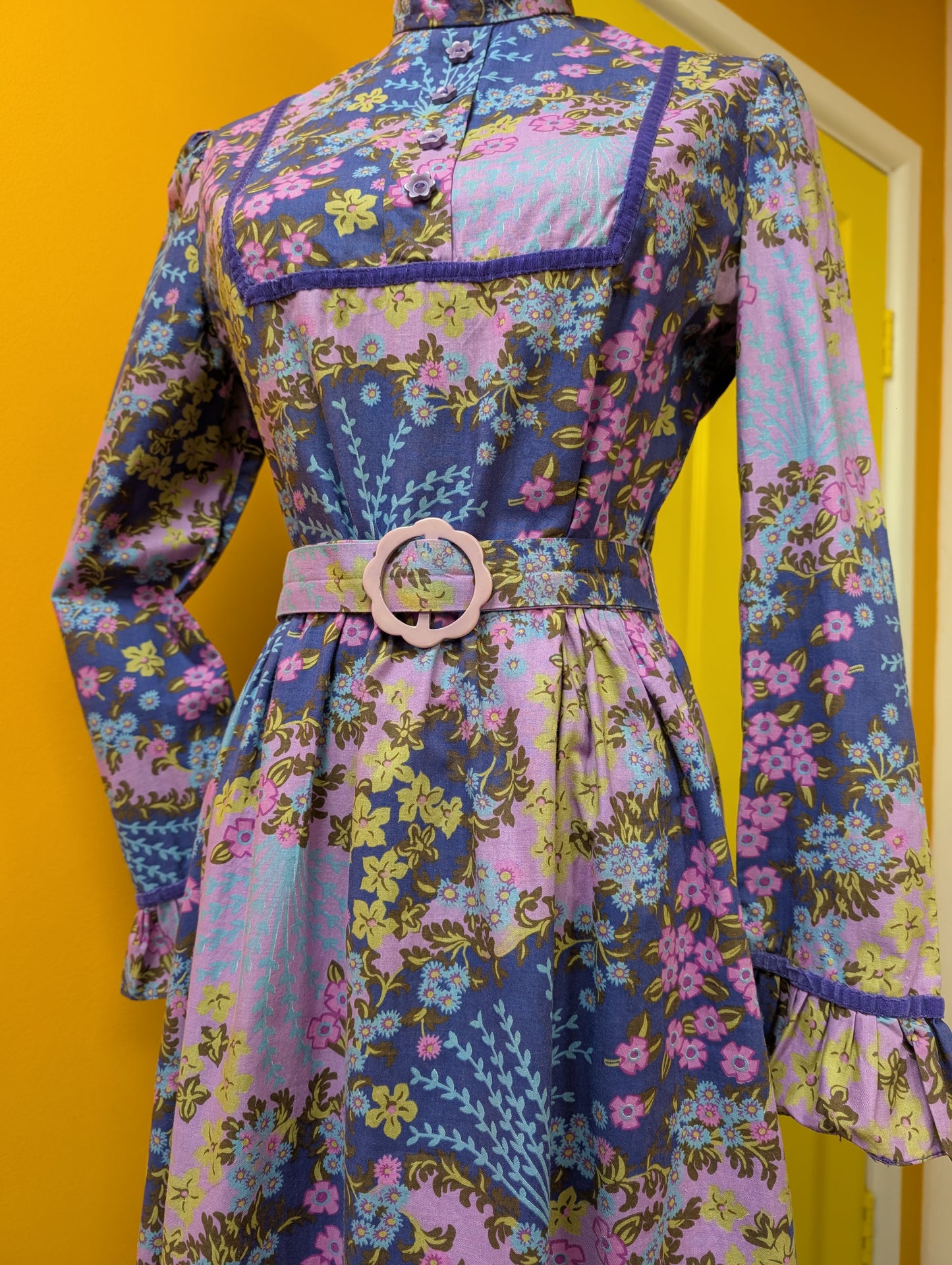 1970s psychedelic maxi dress - M/12