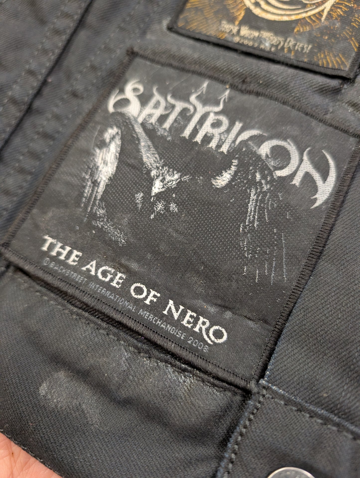 Customised Levi's jacket with band patches