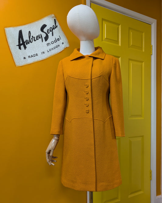 1960s Aubrey Segal orange boucle wool dress & coat - S/8/10
