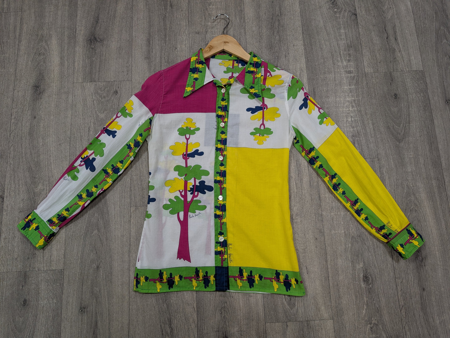 Stunning 1970s Paola Davitti novelty print cotton shirt - XS