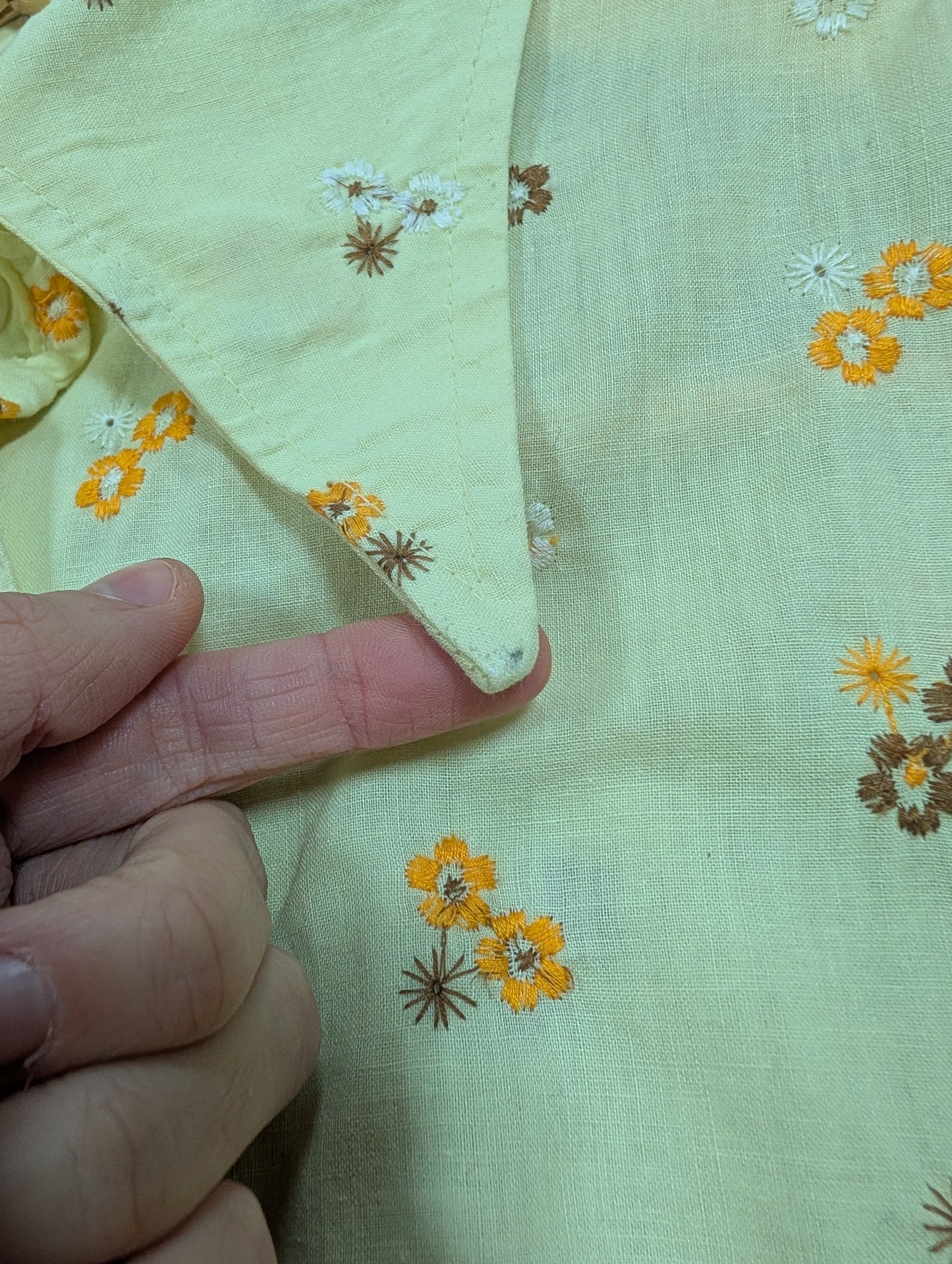 1970s embroidered shirt with tie waist - XS/6