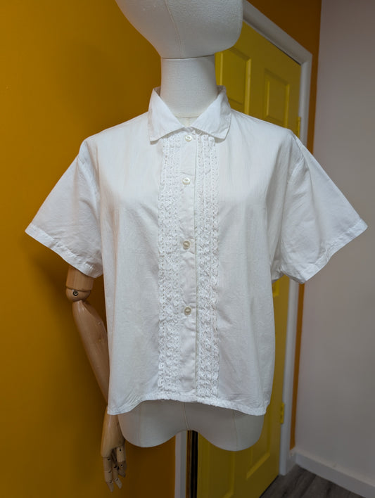 1960s Nilvira white cotton shirt - XL/20/22
