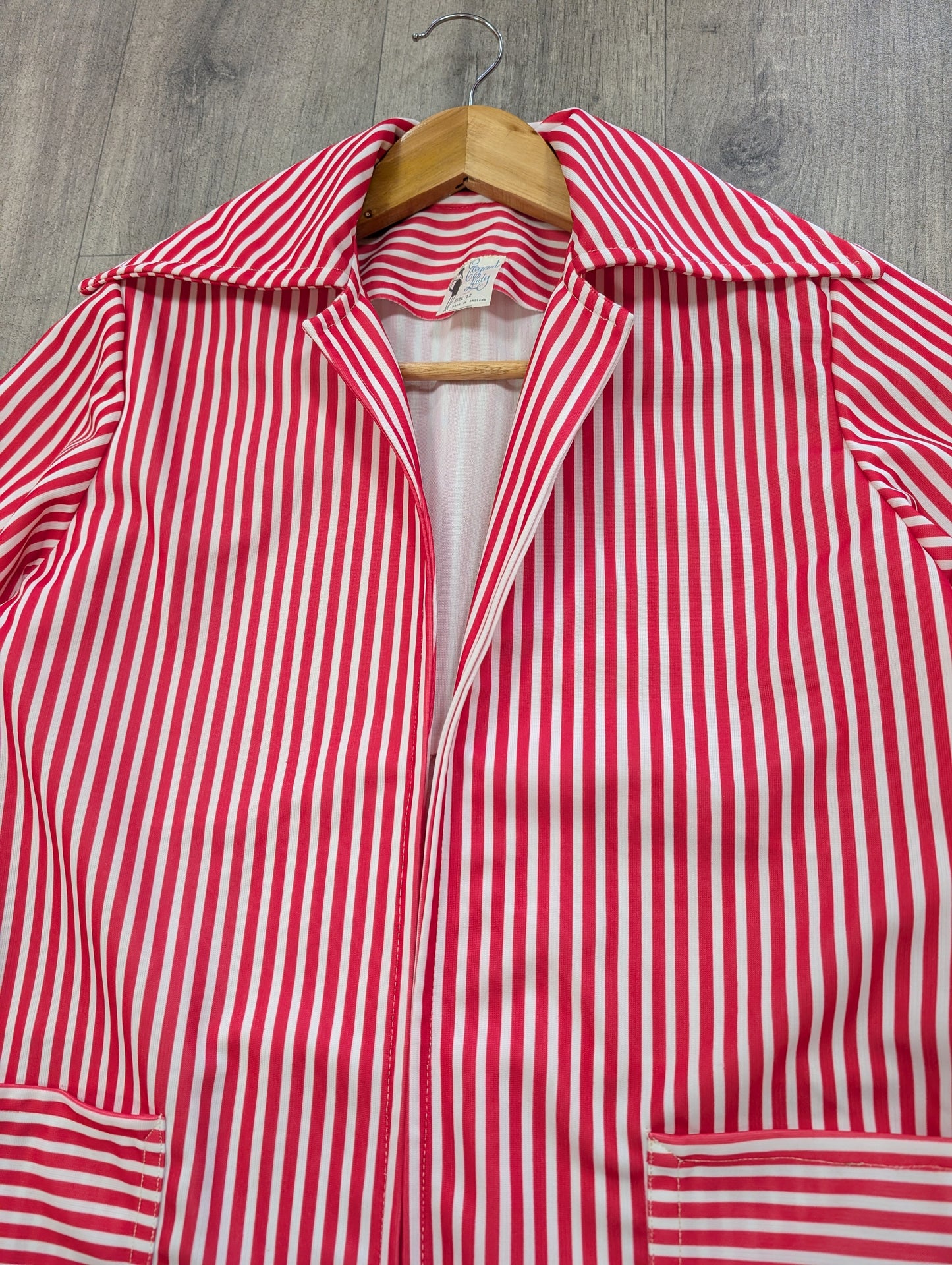 1970s pink & white striped jacket - S